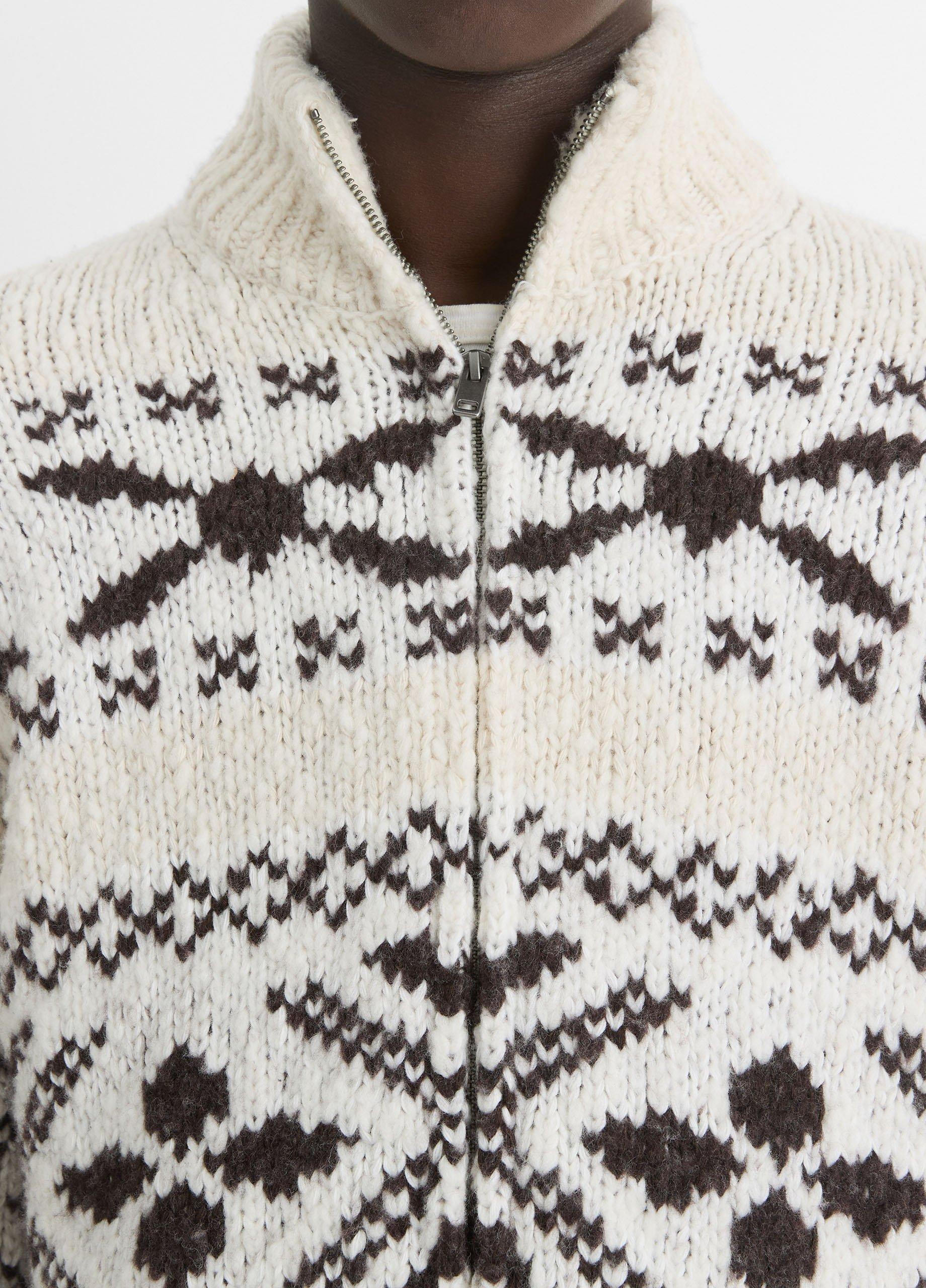 Fair Isle Wool-Blend Full-Zip Sweater in Sweaters | Vince