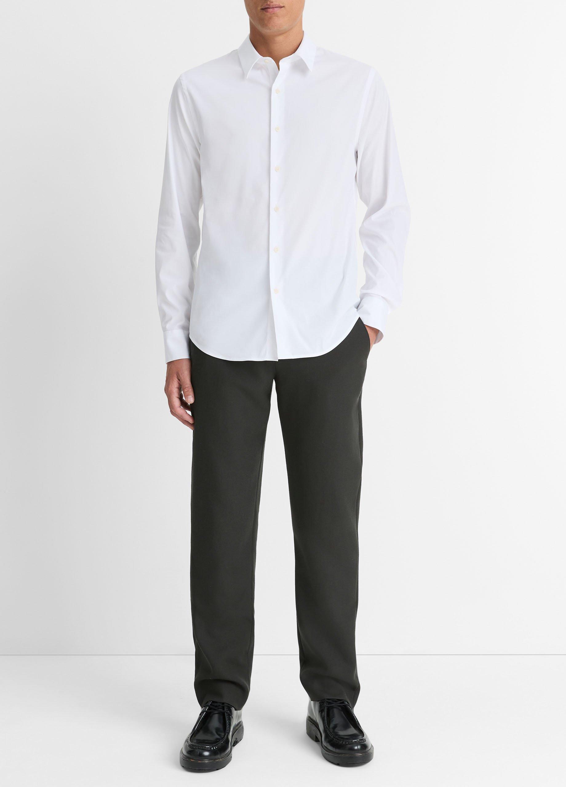 Stretch-Cotton Poplin Shirt in Long Sleeve | Vince