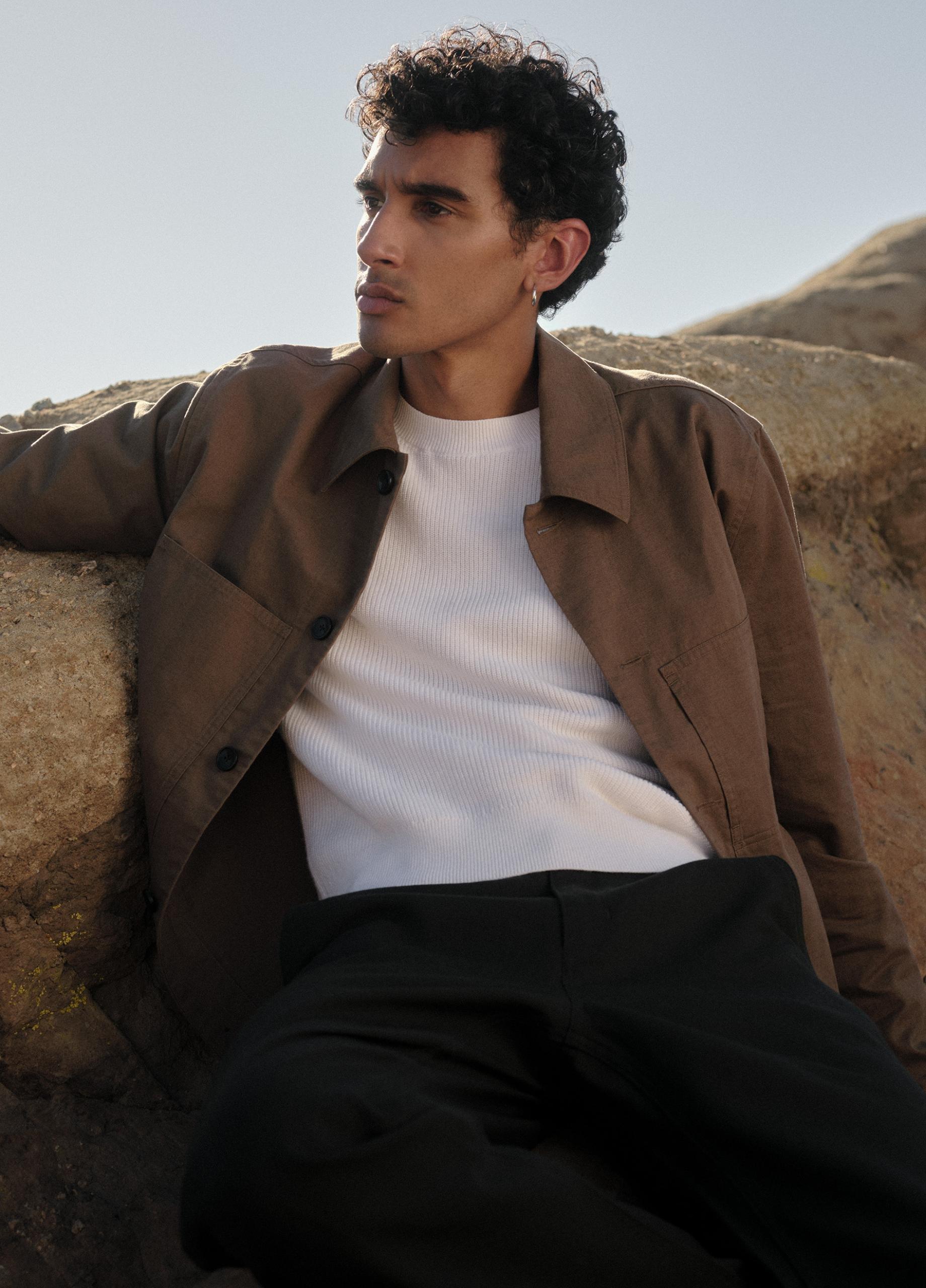 Cotton-Linen Utility Chore Jacket in Jackets | Vince