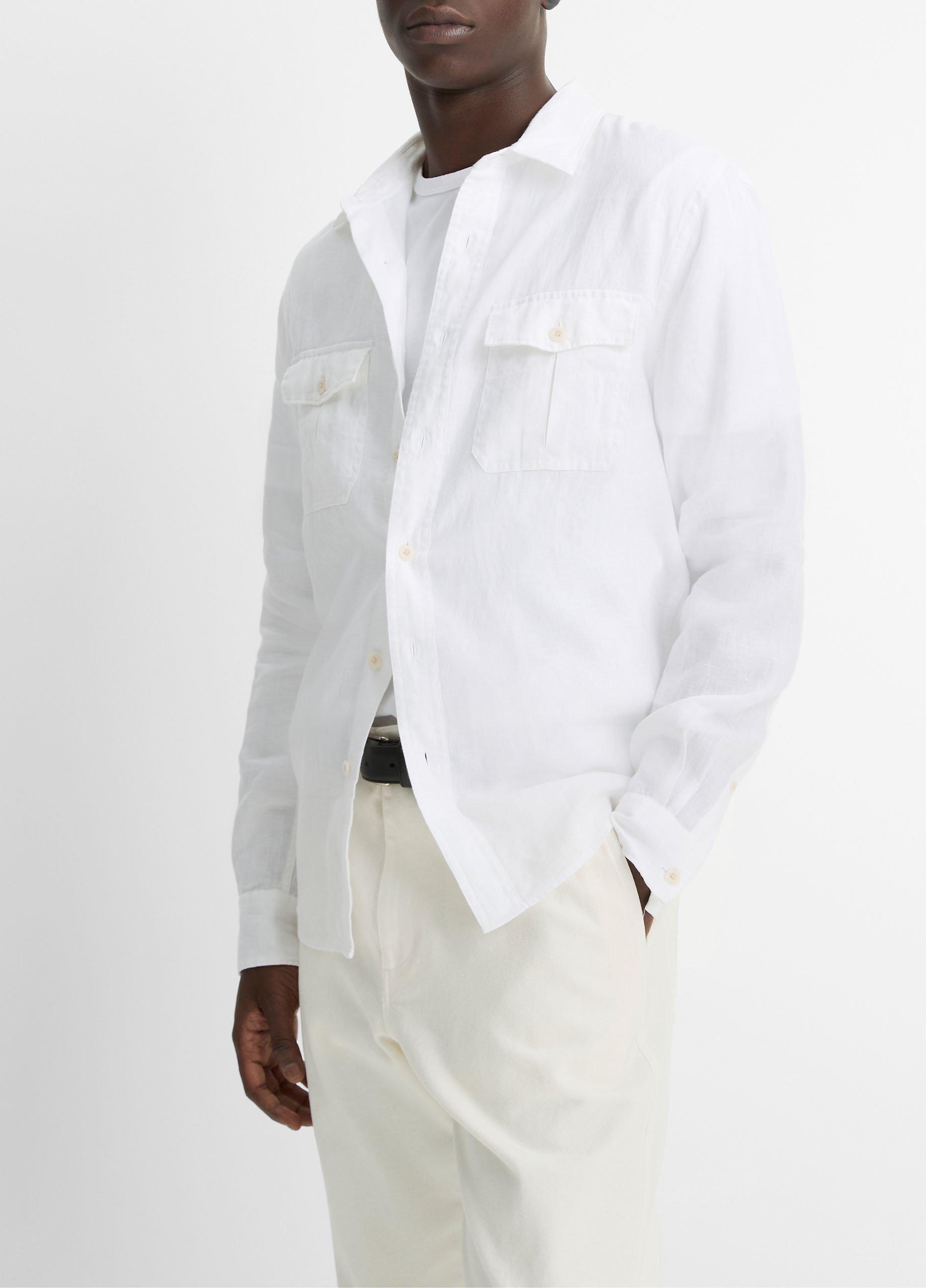 VINCE ヴィンス　シルクシャツ Linen Utility Shirt in Long Sleeve | Vince