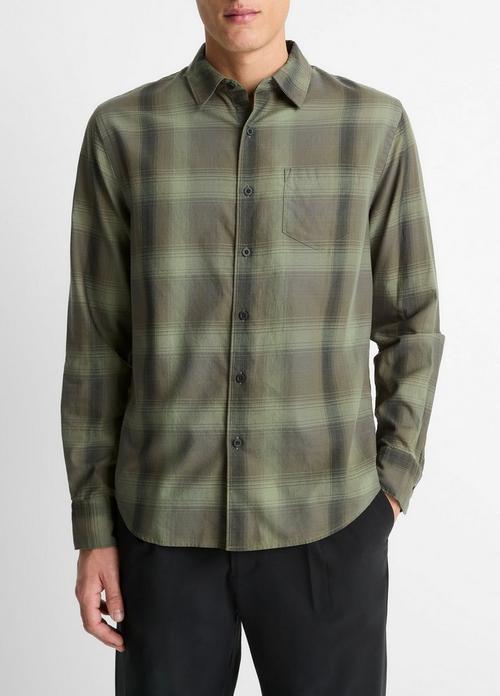 Sandalwood Plaid Cotton Button-Front Shirt