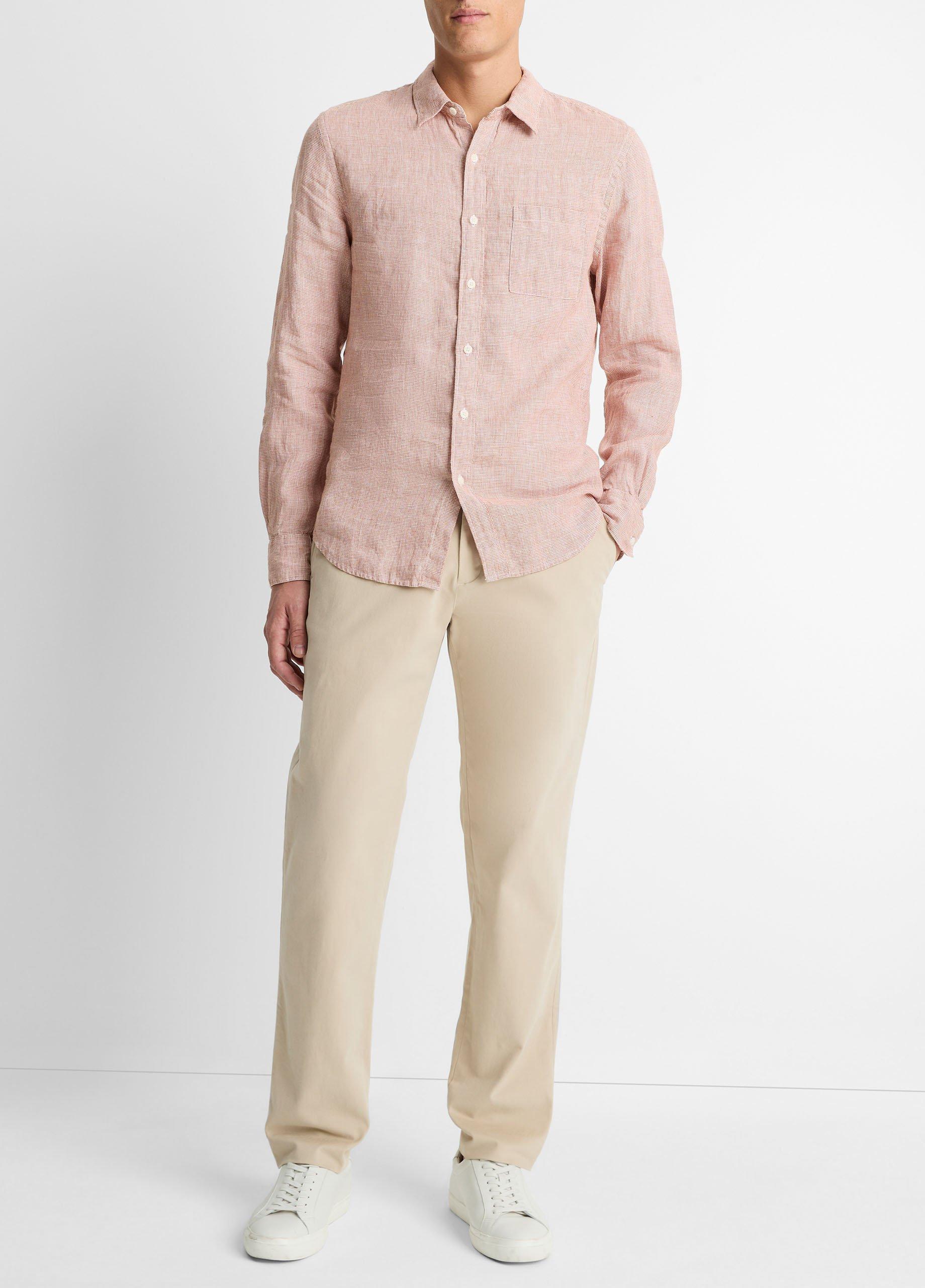 Houndstooth Linen Button-Front Shirt image number 3