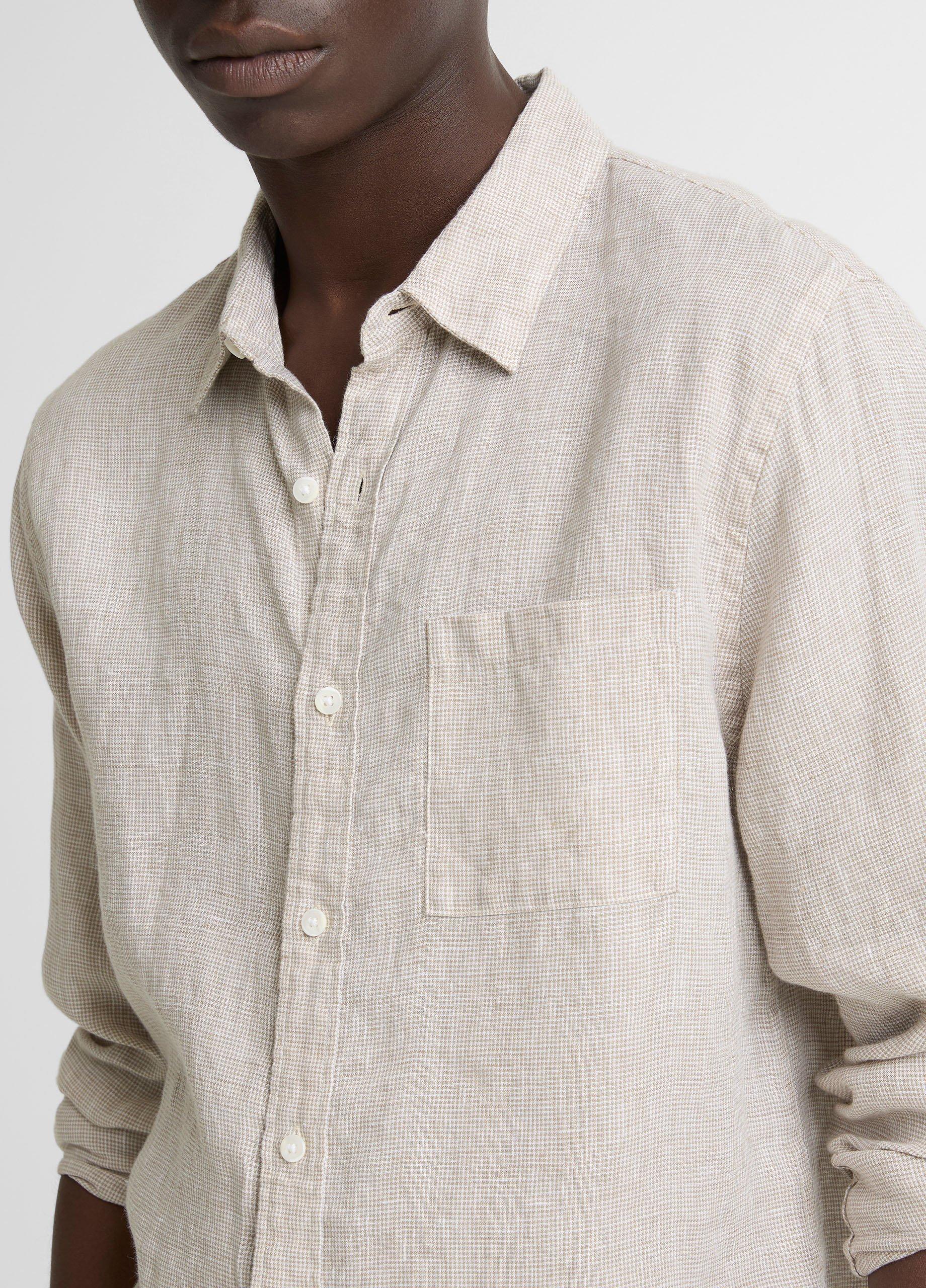 Houndstooth Linen Button-Front Shirt image number 1