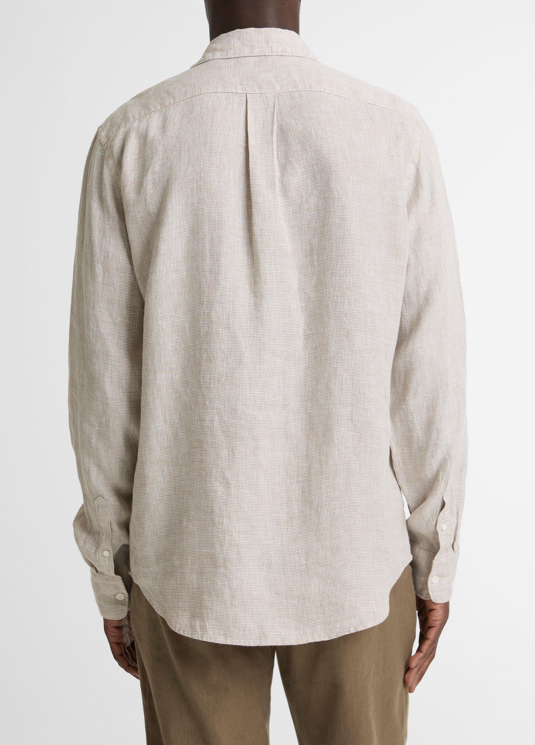 Houndstooth Linen Button-Front Shirt image number 2