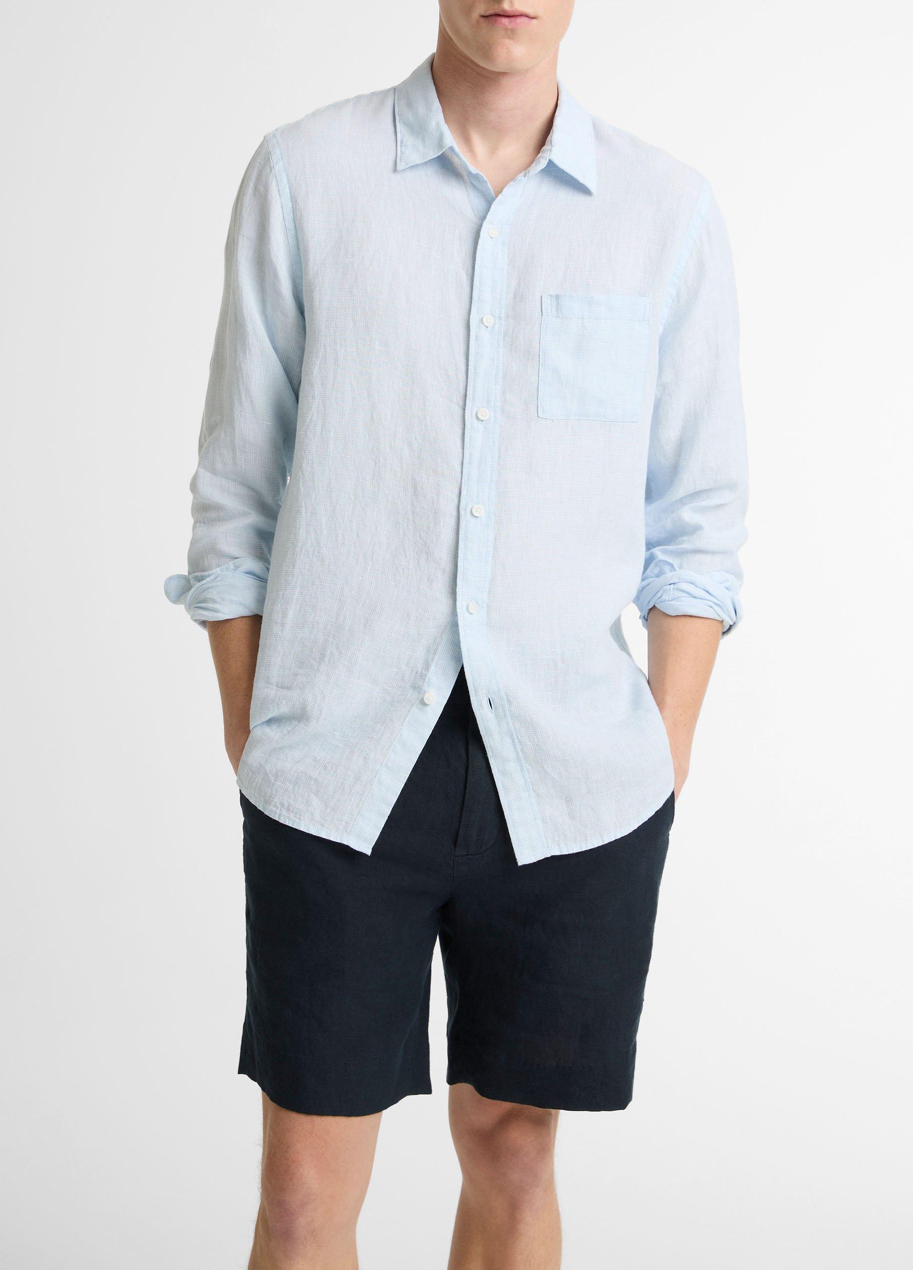 Houndstooth Linen Button-Front Shirt image number 0