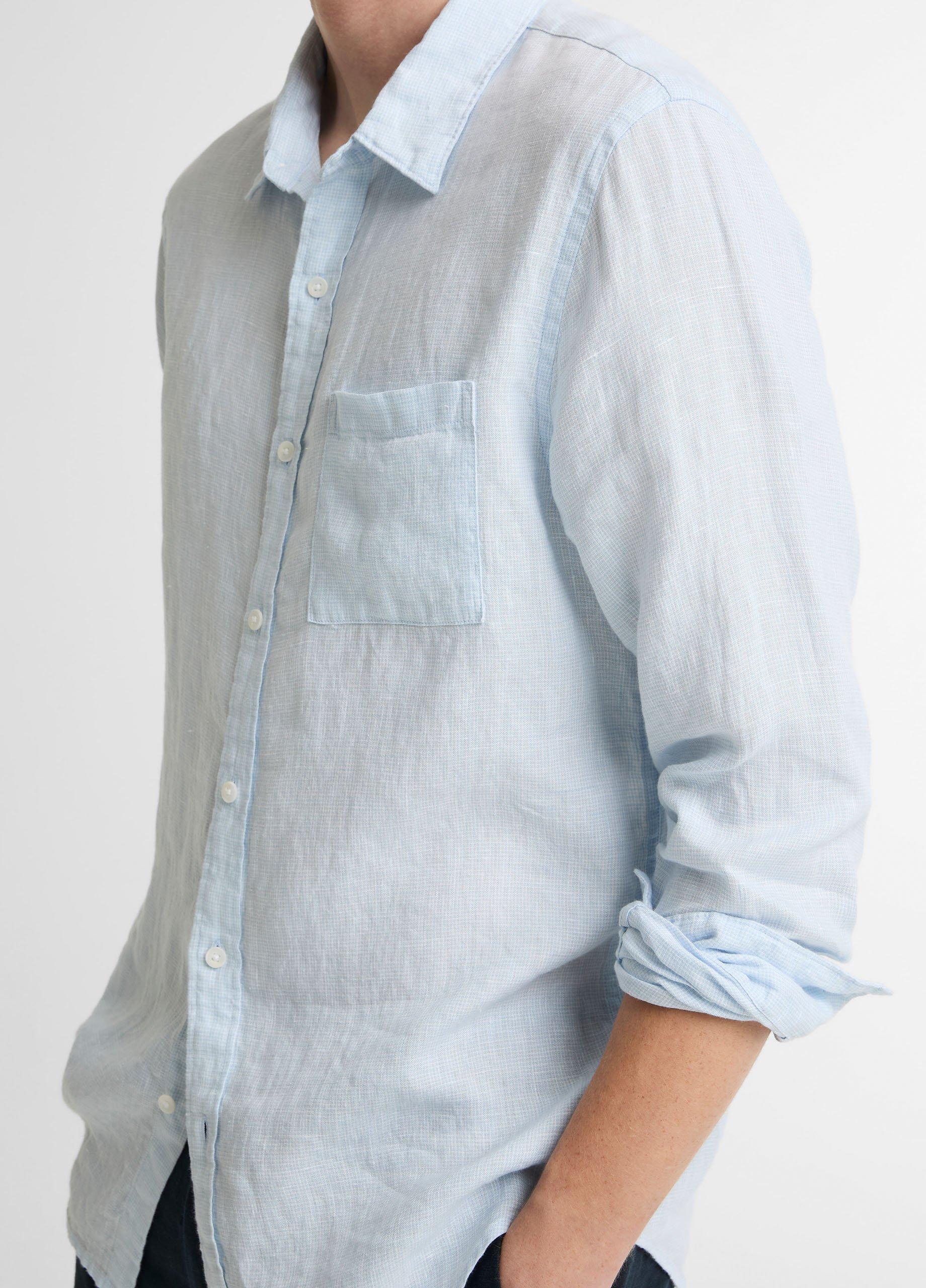 Houndstooth Linen Button-Front Shirt image number 1