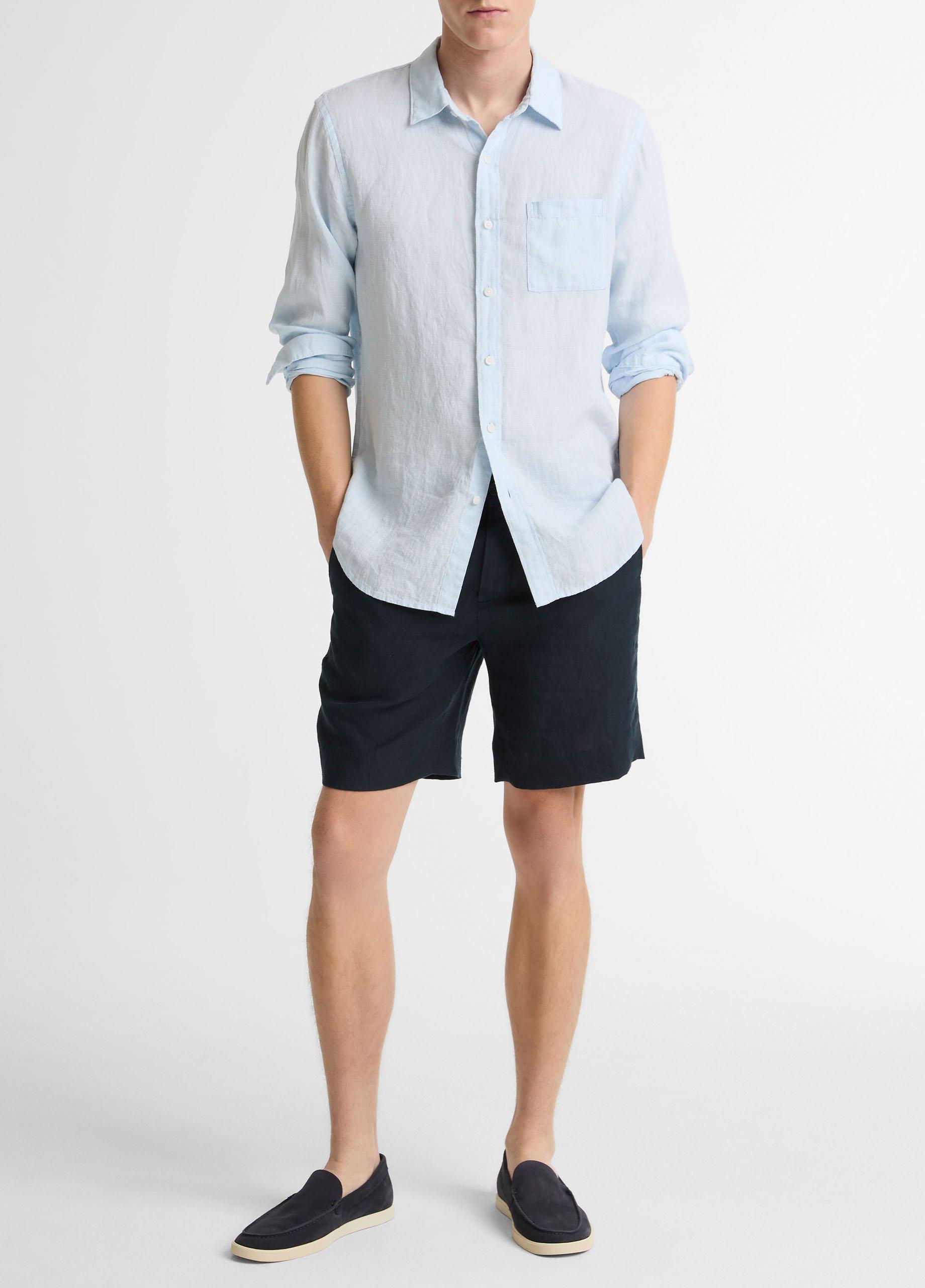 Houndstooth Linen Button-Front Shirt image number 3