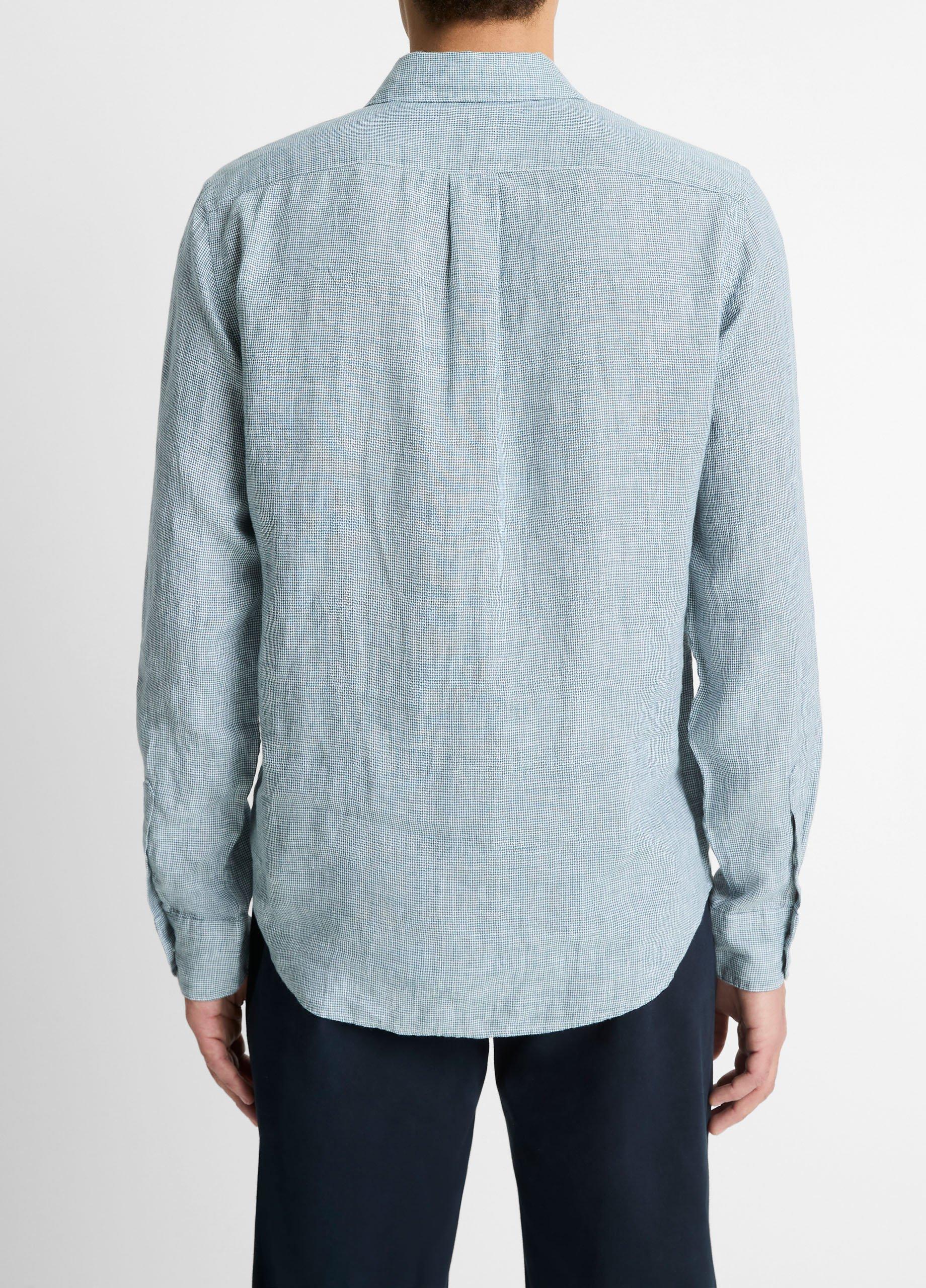 Houndstooth Linen Button-Front Shirt image number 2