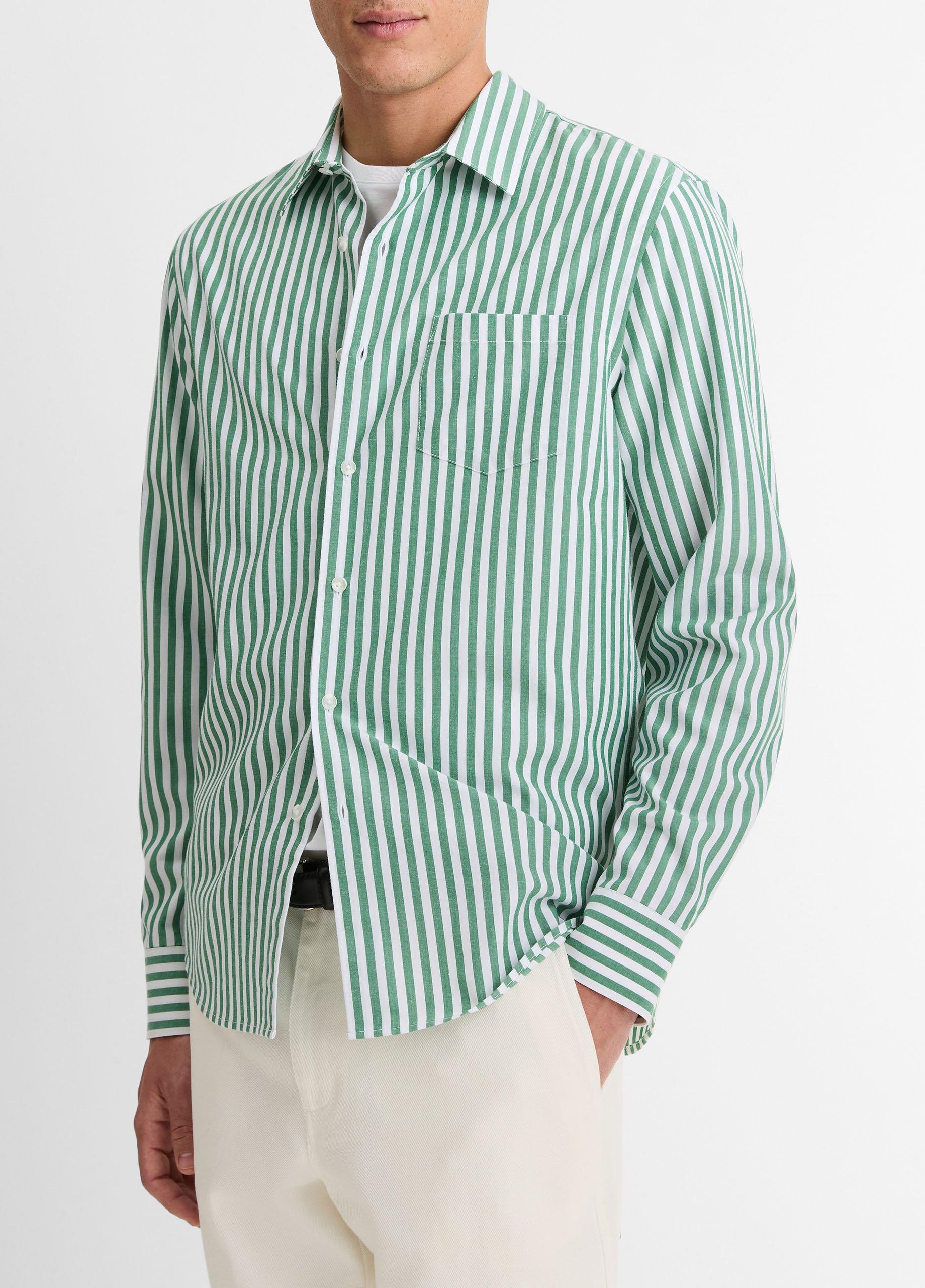 【PARTIMENTO】23fw LINE SECTION LONG SLEEVE Hermosa Stripe Button-Front Shirt in Shirts | Vince