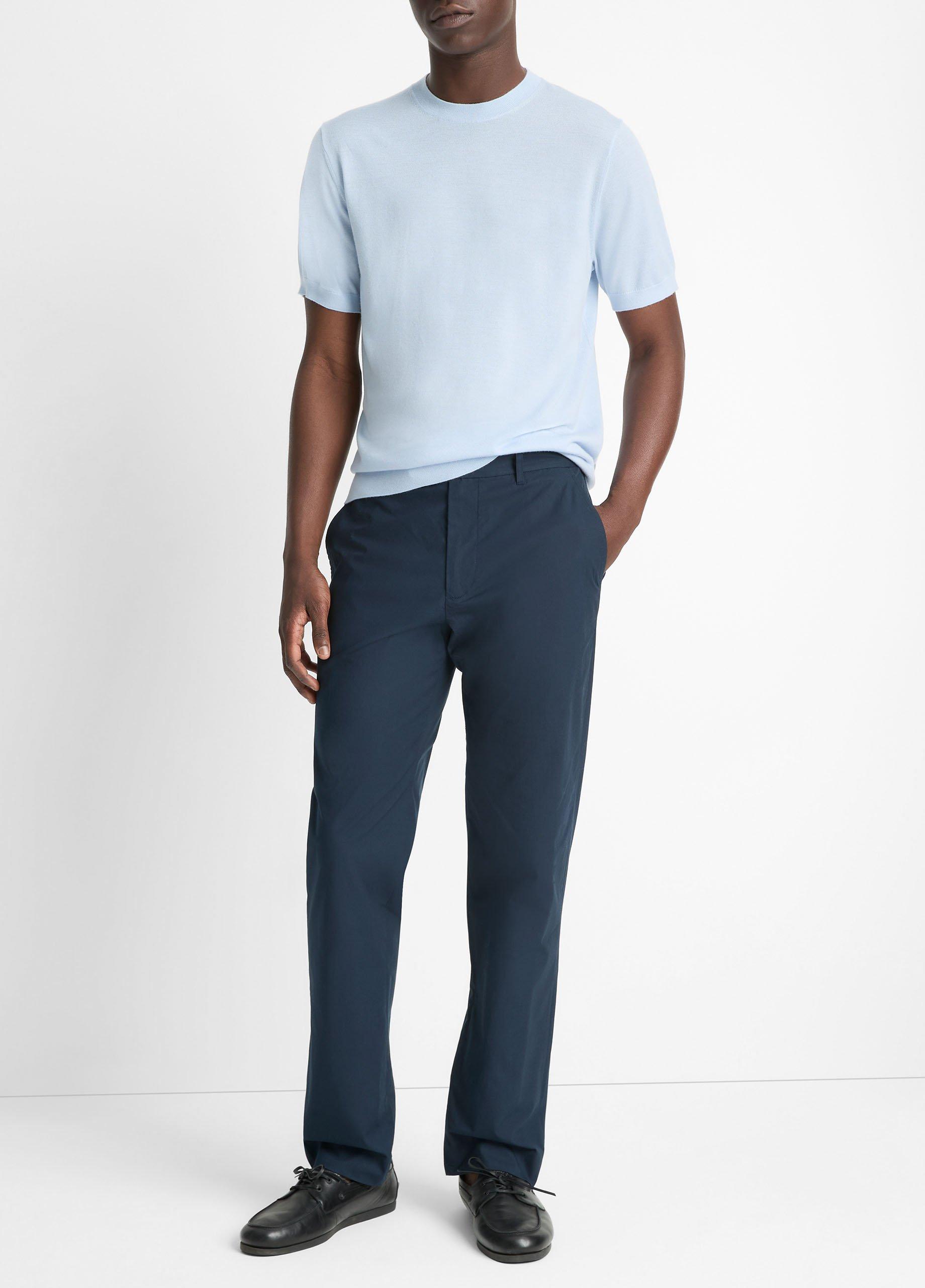 Men's Italian Cotton Extended-tab Pant, Coastal Blue, Size 38 Vince