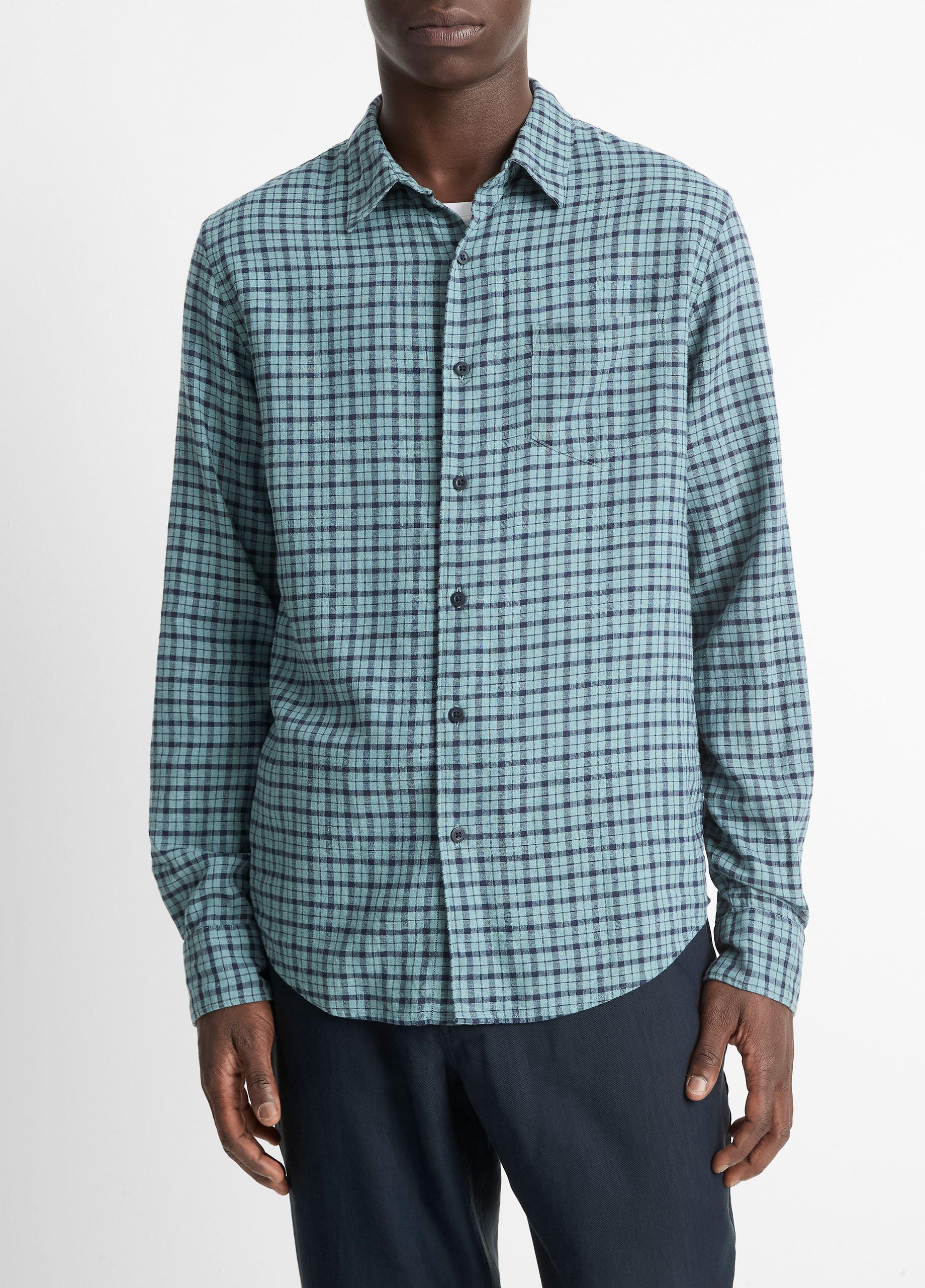 Pico Plaid Linen-Blend Button-Front Shirt image number 0