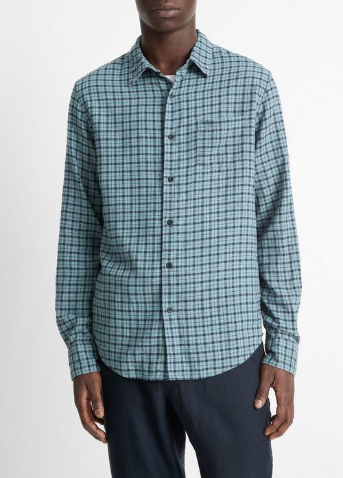 Pico Plaid Linen-Blend Button-Front Shirt