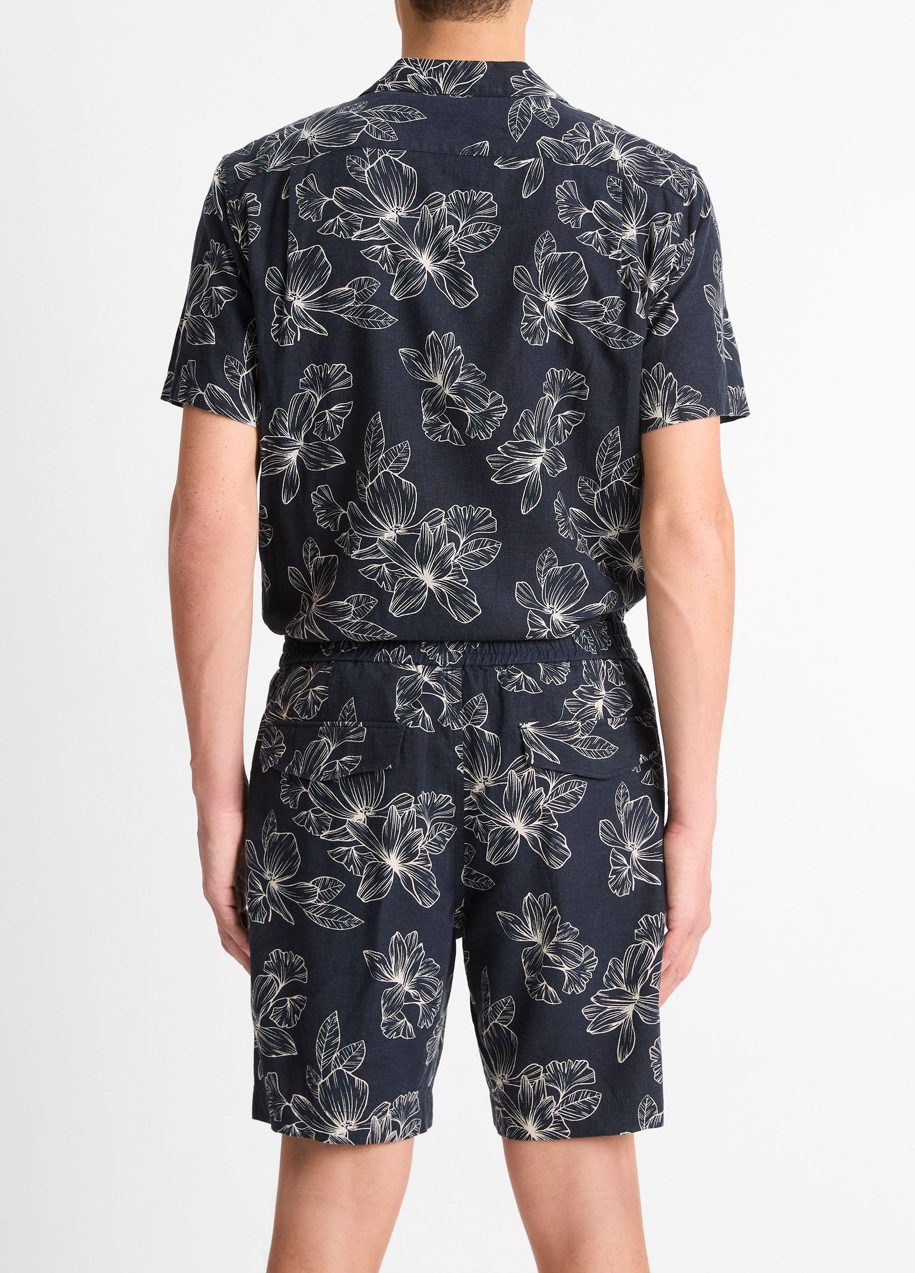 Line Floral Linen-Blend Beach Short image number 2