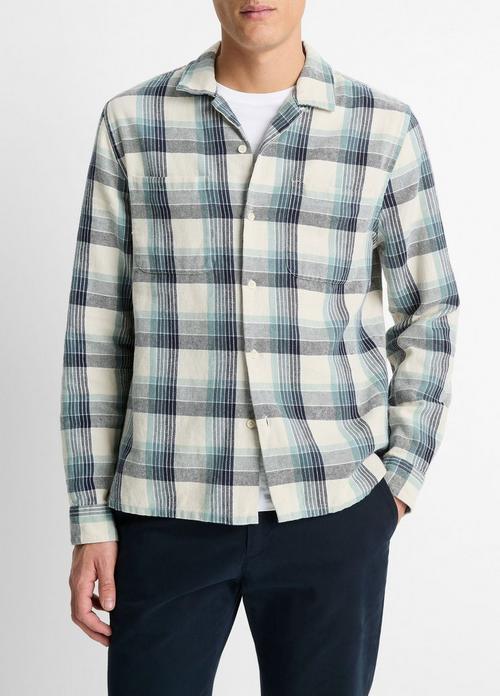 Caspian Plaid Italian Hemp-Cotton Overshirt