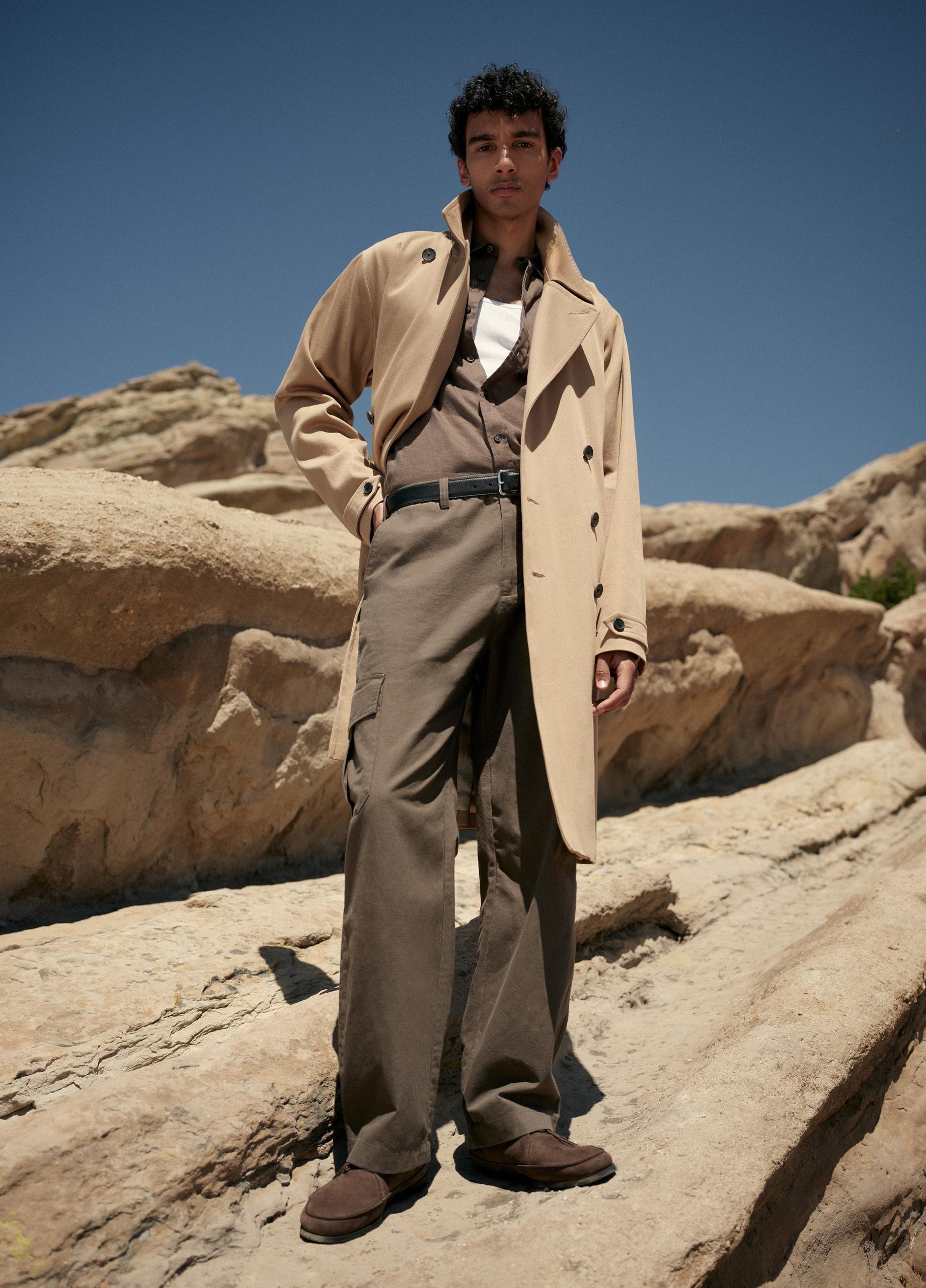 Italian Cotton Double-Breasted Trench Coat image number 4
