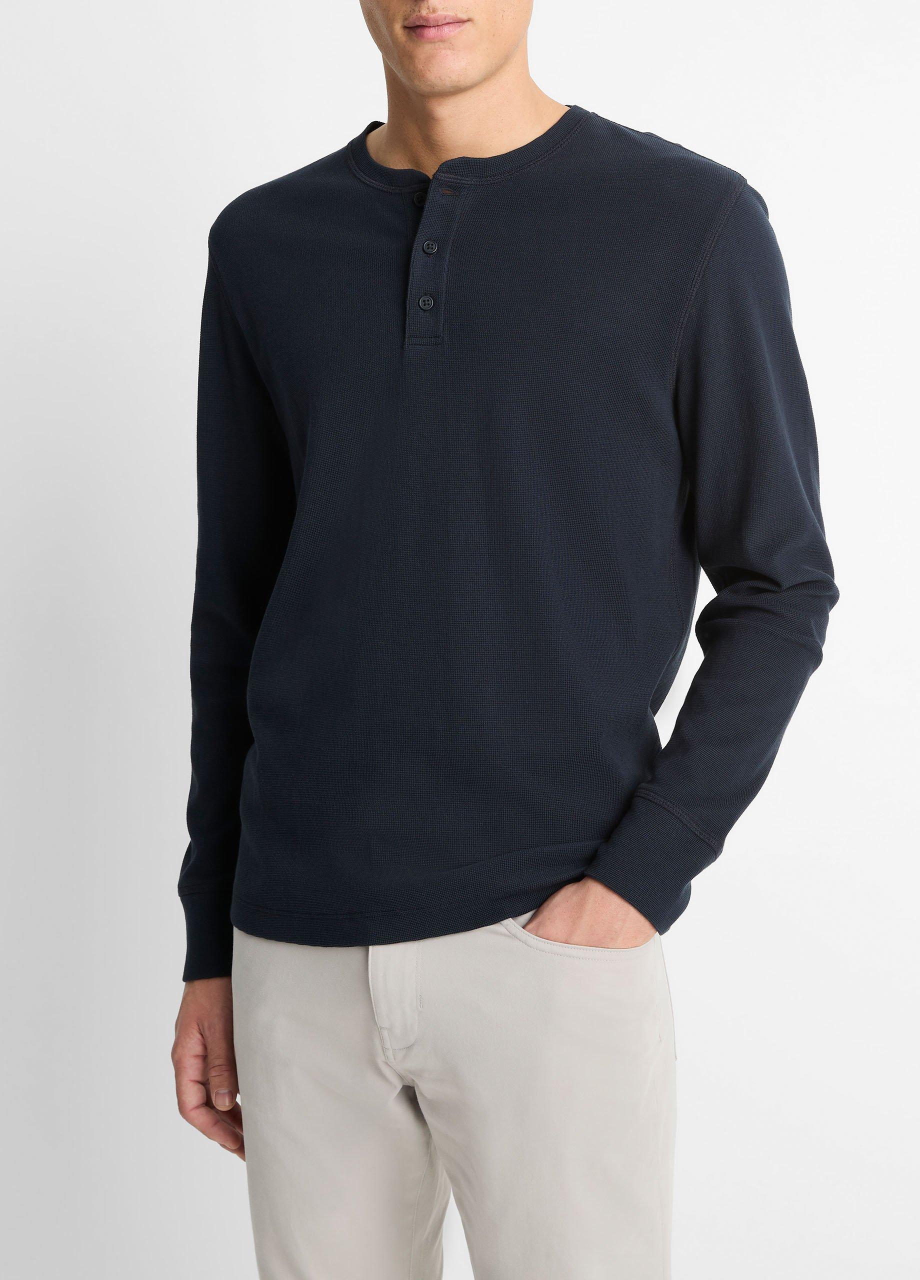 Pima Cotton Waffle Henley image number 1