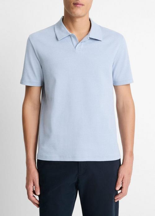 Houndstooth Pima Cotton Johnny-Collar Polo Shirt