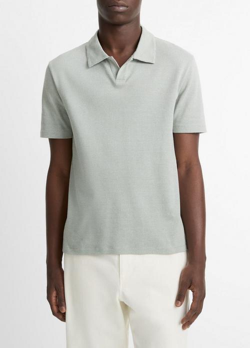 Houndstooth Pima Cotton Johnny-Collar Polo Shirt