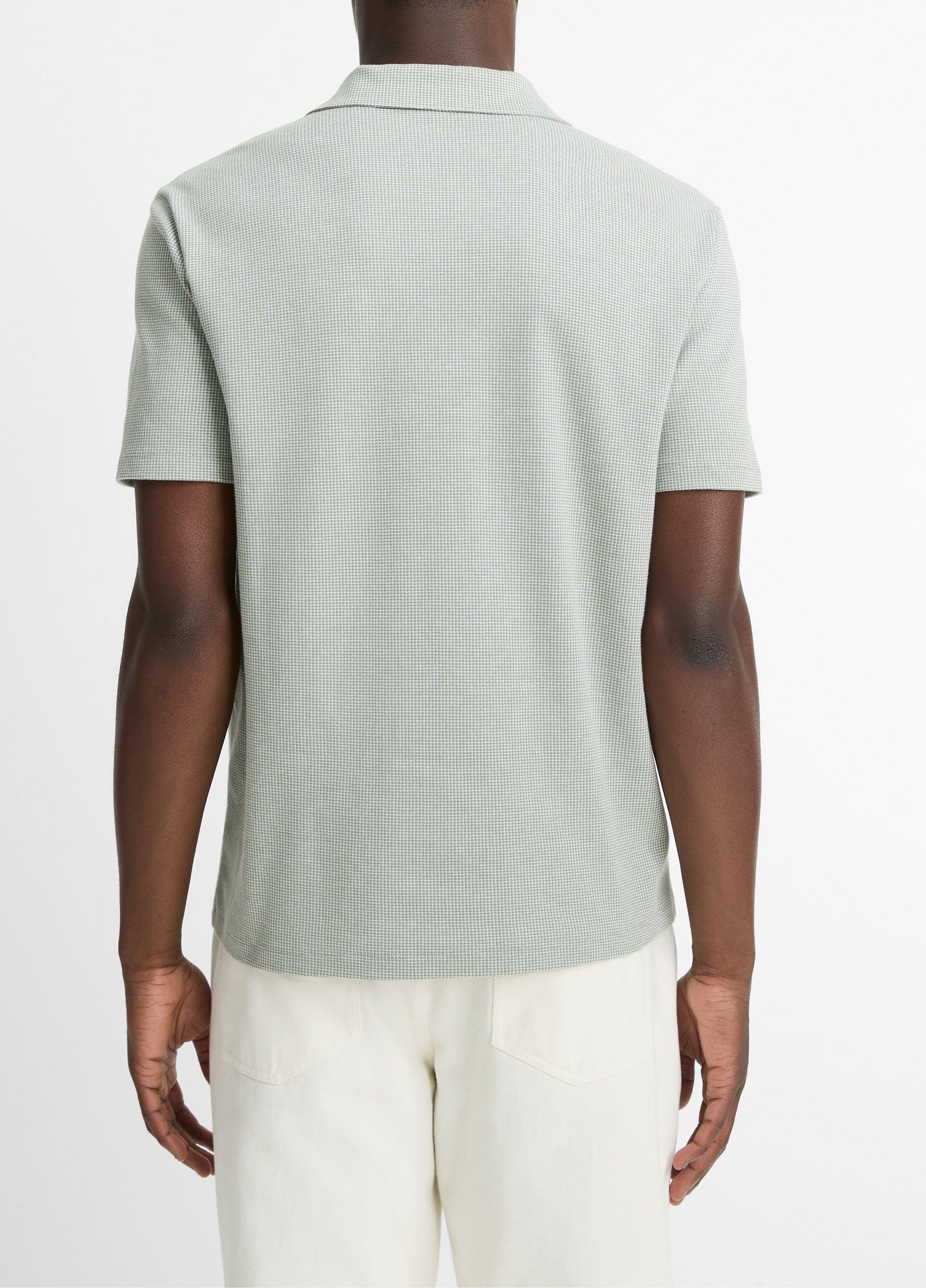Houndstooth Pima Cotton Johnny-Collar Polo Shirt image number 2