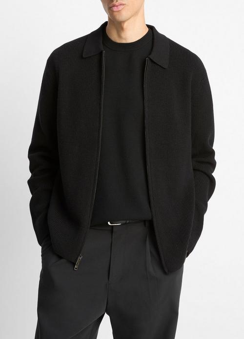 Wool-Blend Two-Way Zip Cardigan