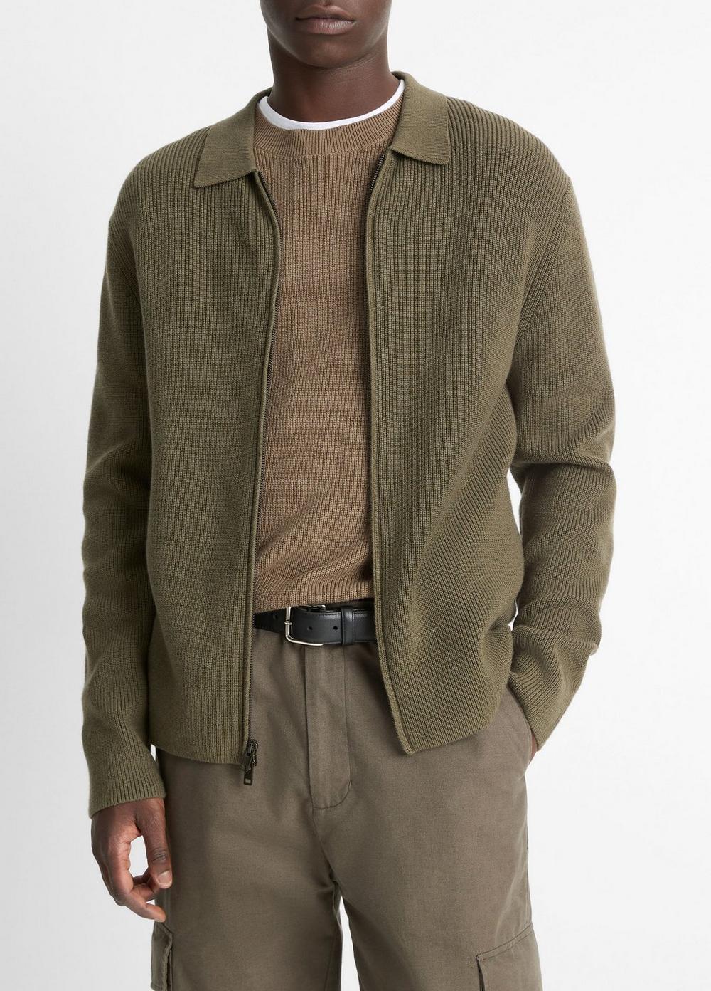 Wool-Blend Two-Way Zip Cardigan in Sweaters | Vince Wool-Blend Two-Way Zip Cardigan in Sweaters | Vince