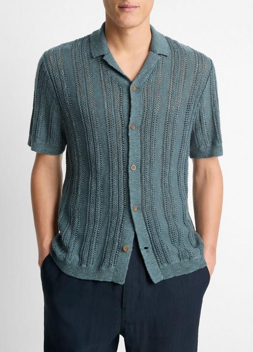 Cotton & Linen-Blend Crochet Cabana Shirt