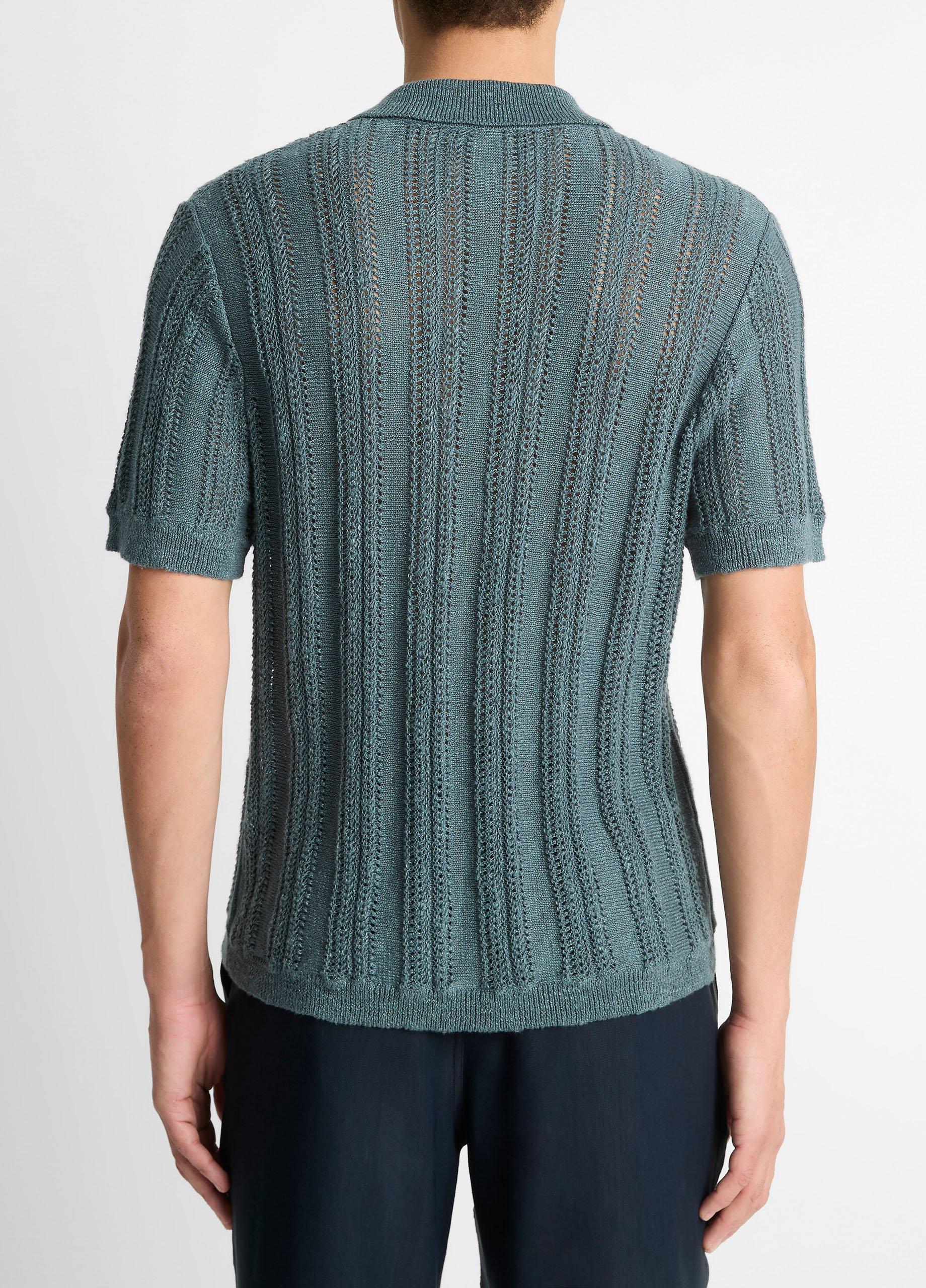 Cotton & Linen-Blend Crochet Cabana Shirt in Shirts | Vince