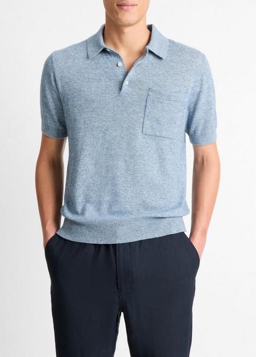 Linen & Wool-Blend Polo Sweater