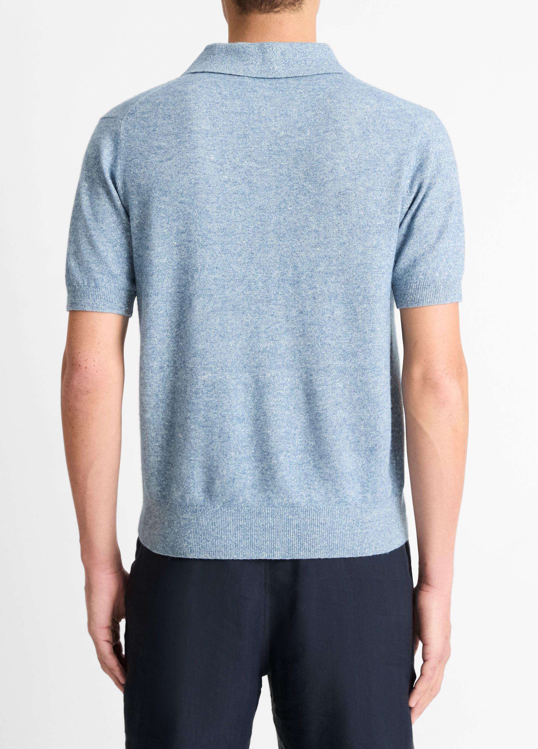 Linen, Wool & Cashmere Polo Sweater in Sweaters | Vince