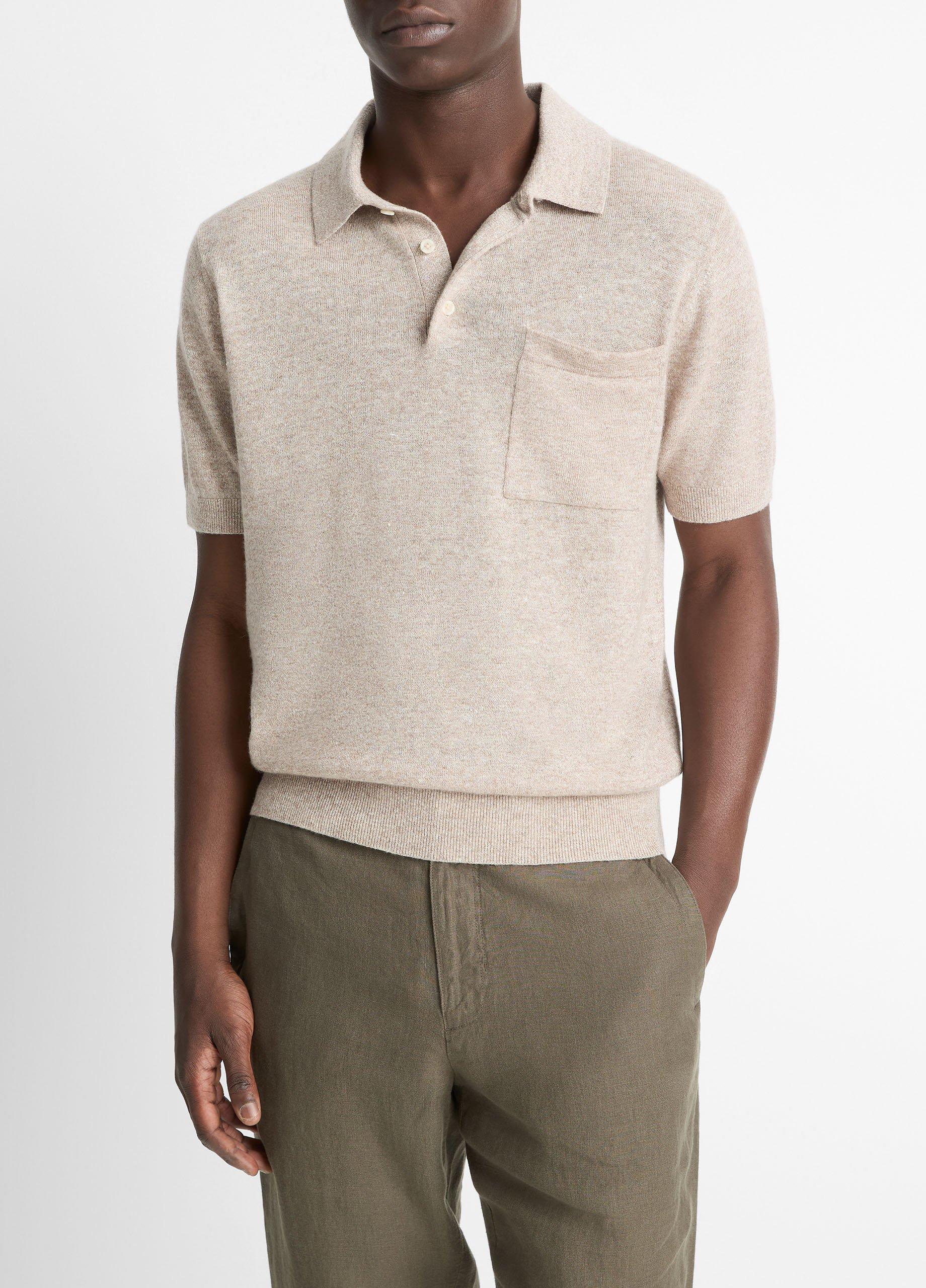 ポロシャツ Vince Linen, wool and chashmere polo shirt Vince Linen, wool and chashmere polo shirt - Men | VIETTI