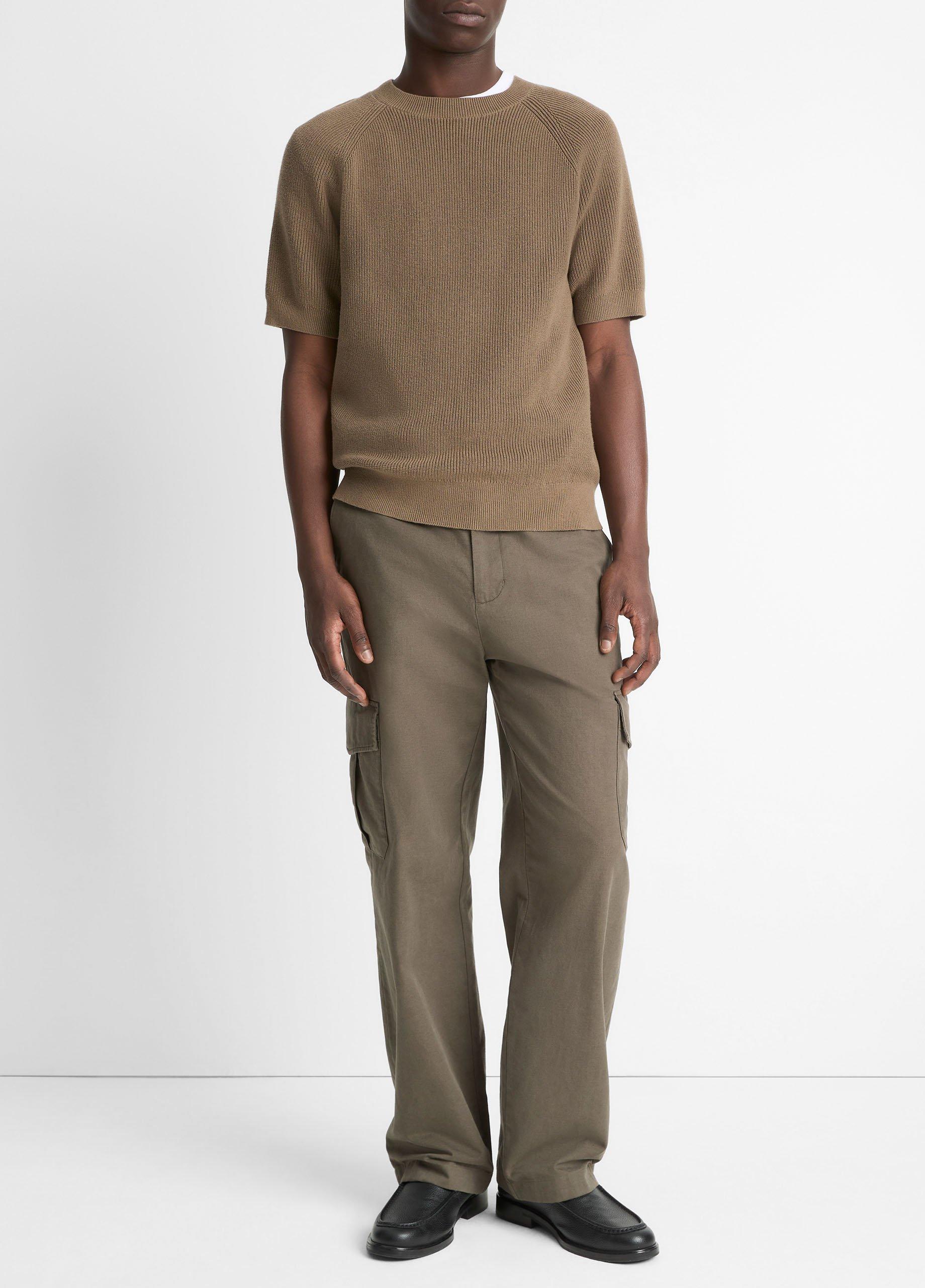 Cotton Short-Sleeve Sweater in Crew Neck | Vince