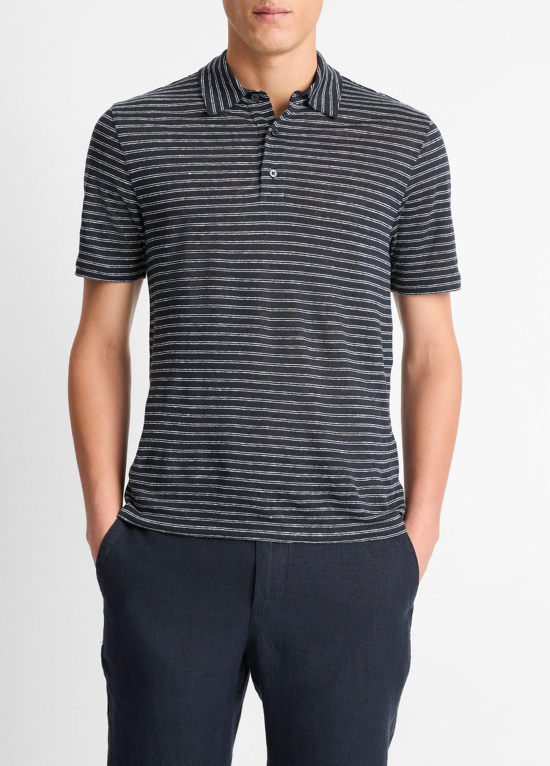 Striped Linen Jersey Polo Shirt image number 0