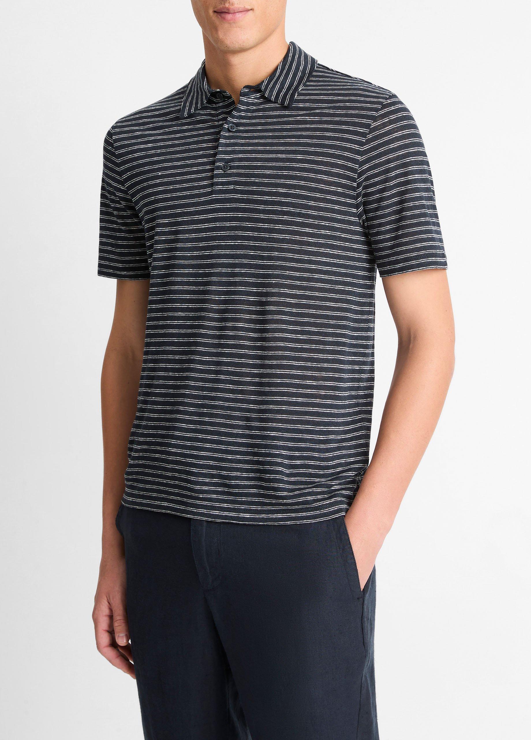Striped Linen Jersey Polo Shirt image number 1