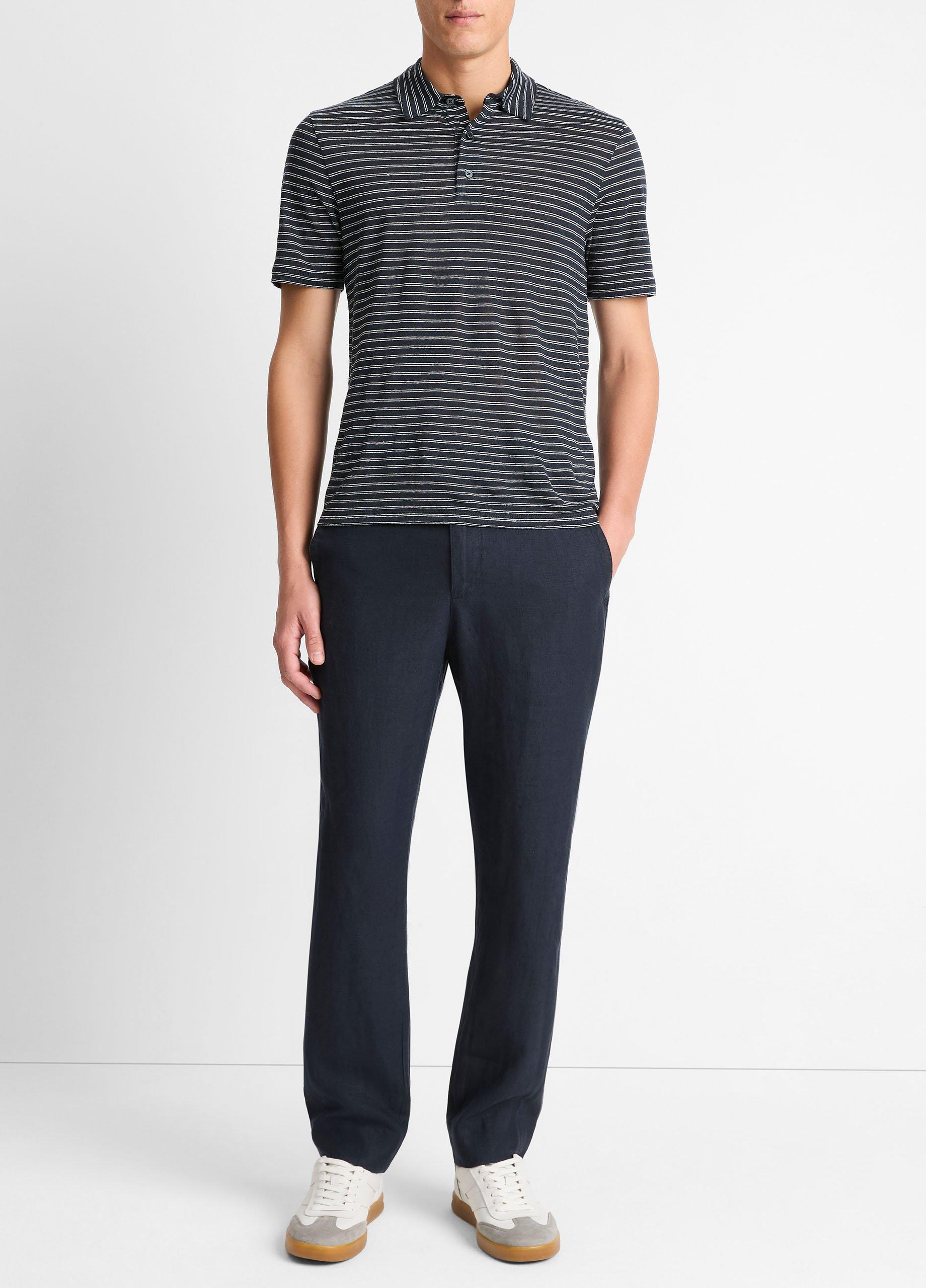 Striped Linen Jersey Polo Shirt image number 3