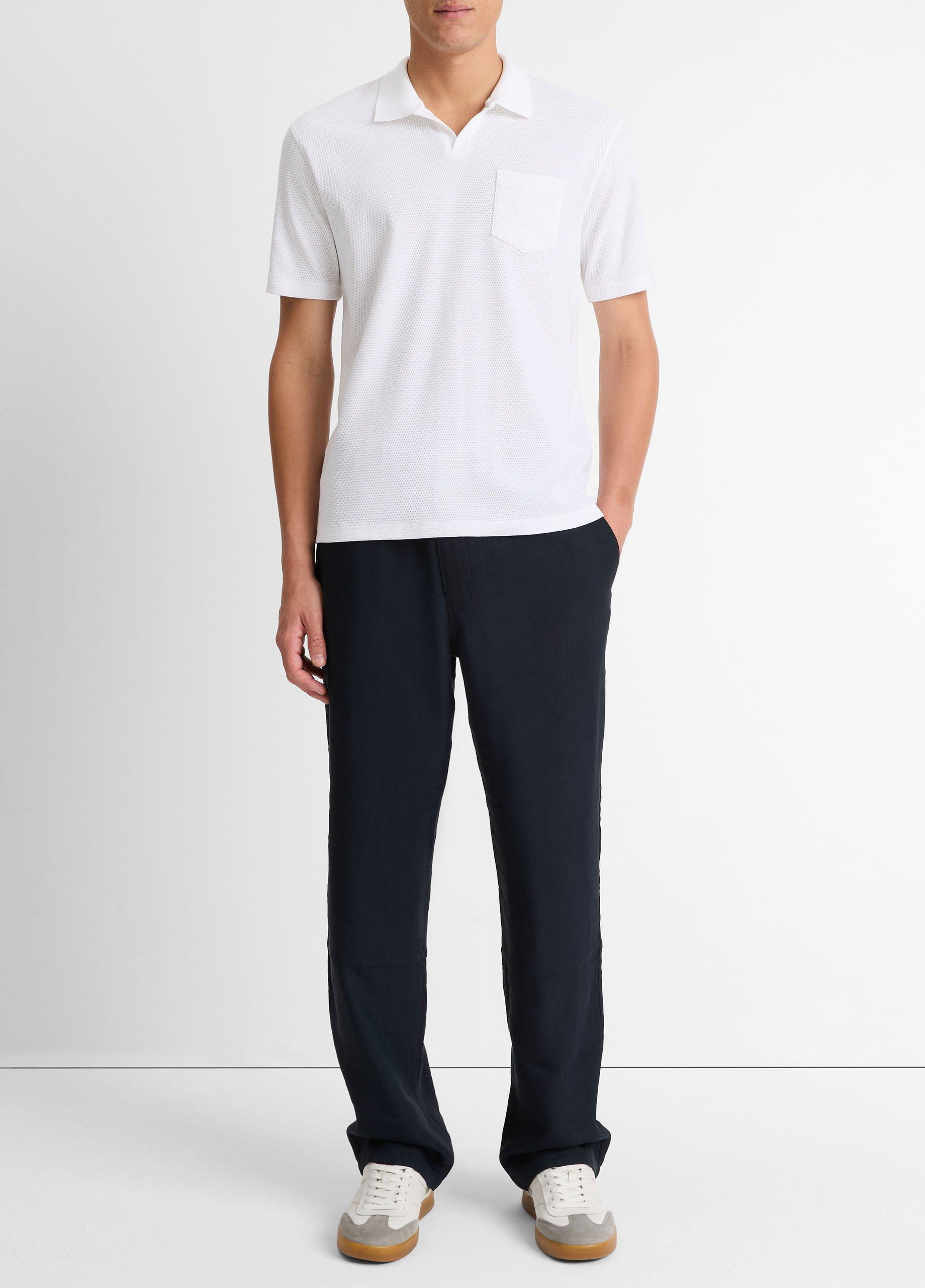 Cotton-Blend Johnny-Collar Polo Shirt image number 3