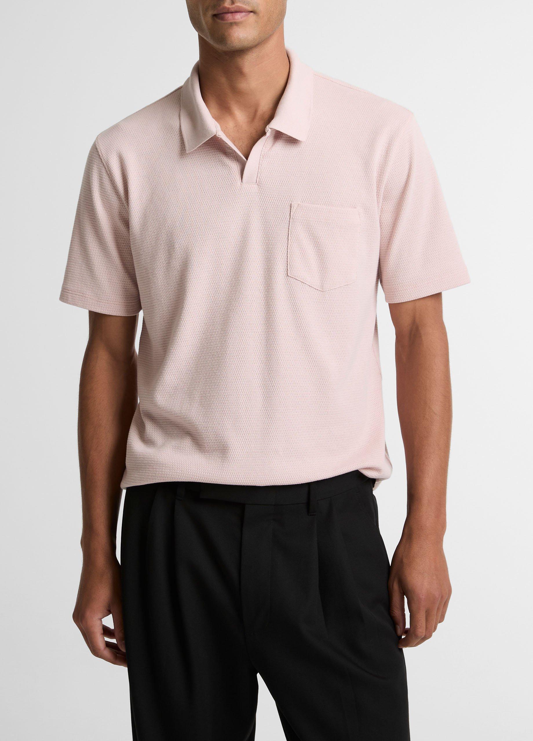 Cotton-Blend Johnny-Collar Polo Shirt