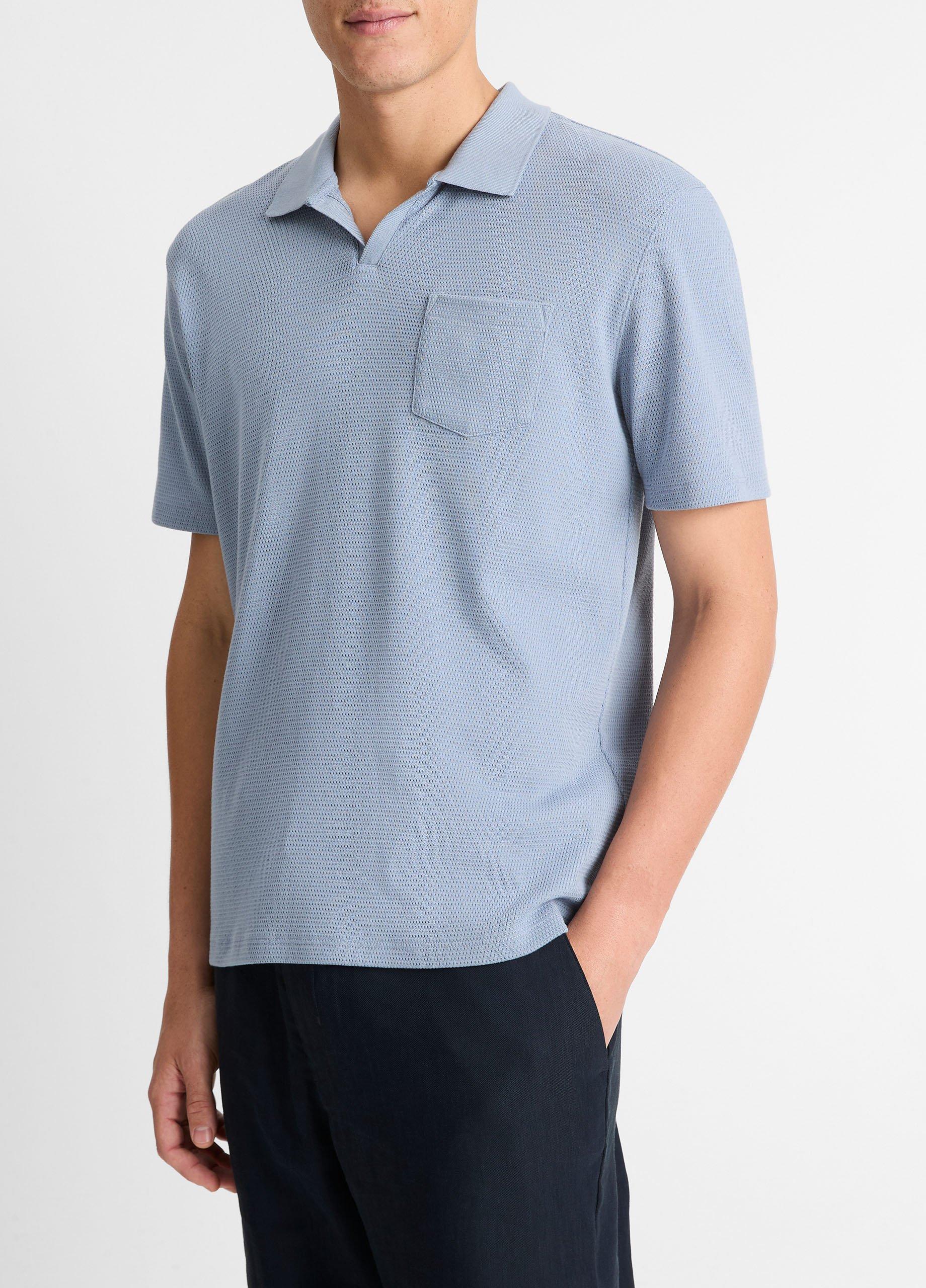 Cotton-Blend Johnny-Collar Polo Shirt image number 1