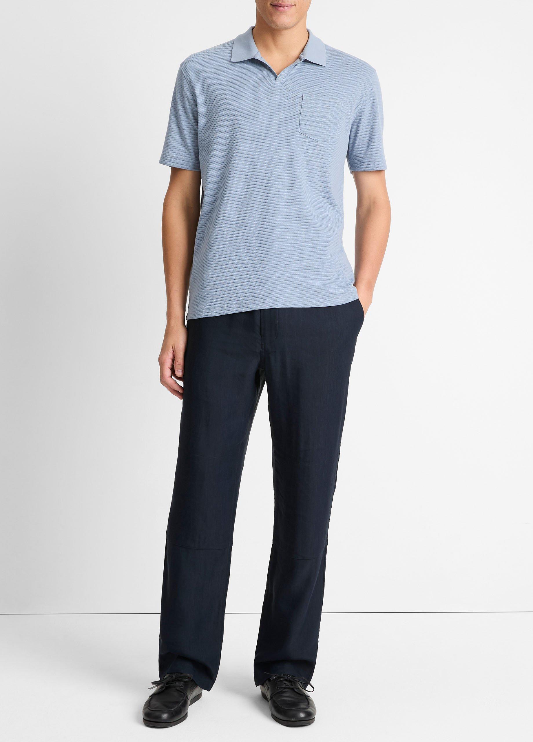 Cotton-Blend Johnny-Collar Polo Shirt image number 3