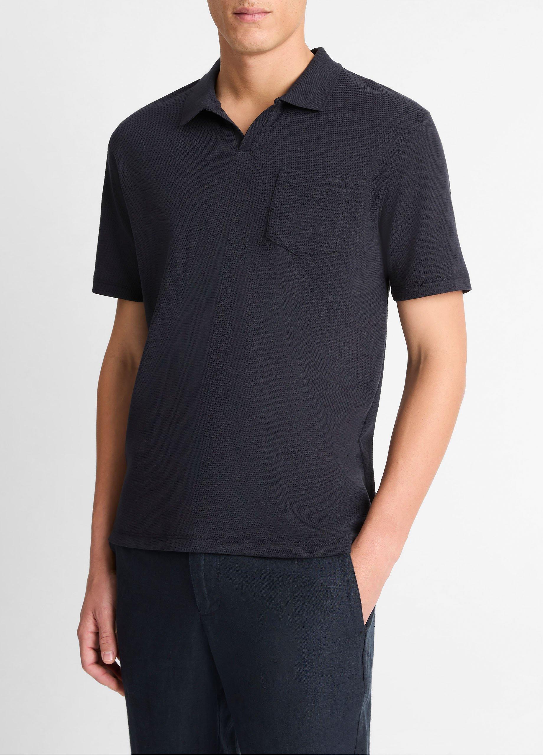 Cotton-Blend Johnny-Collar Polo Shirt image number 1