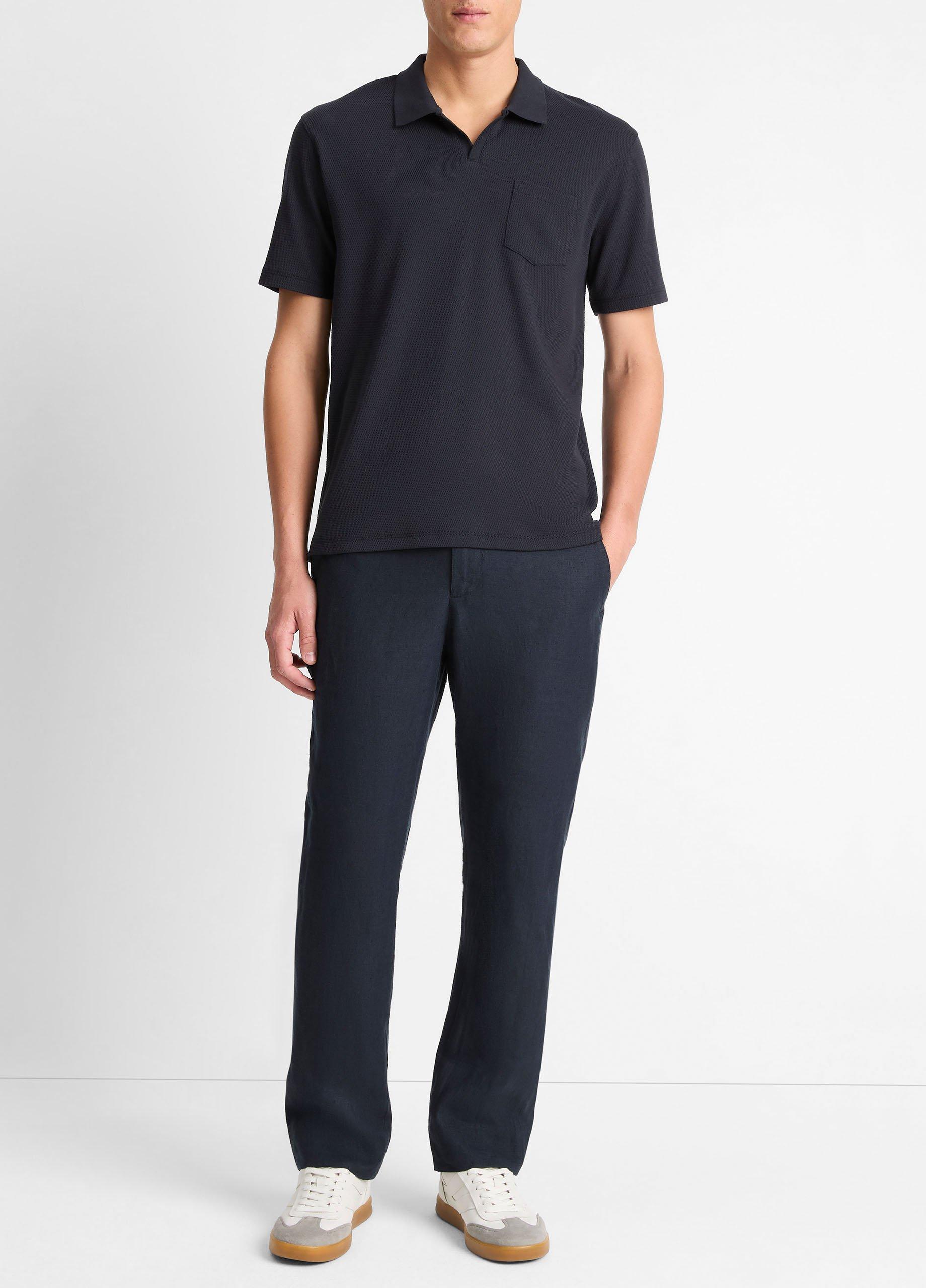 Cotton-Blend Johnny-Collar Polo Shirt image number 3