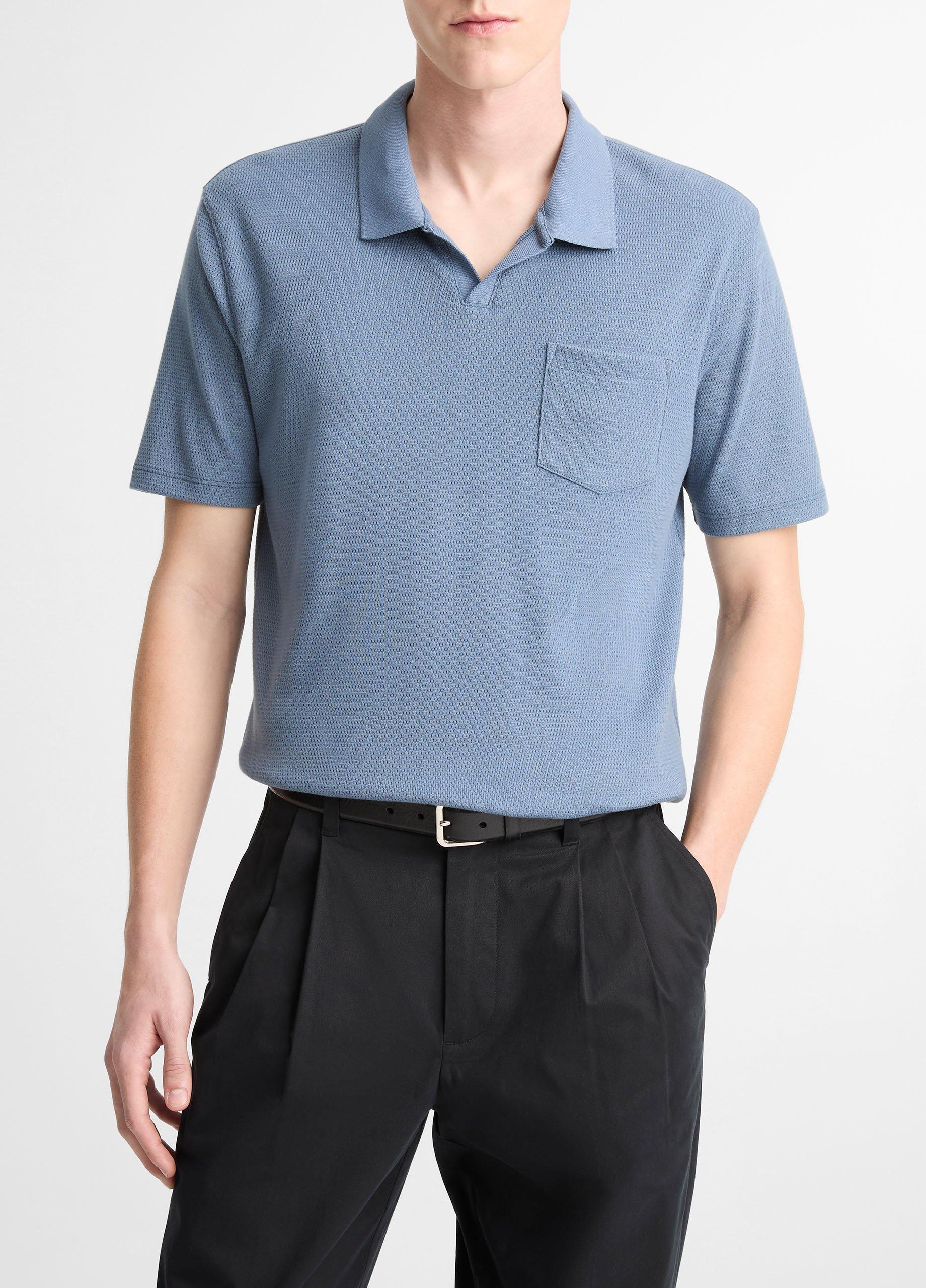 Cotton-Blend Johnny-Collar Polo Shirt