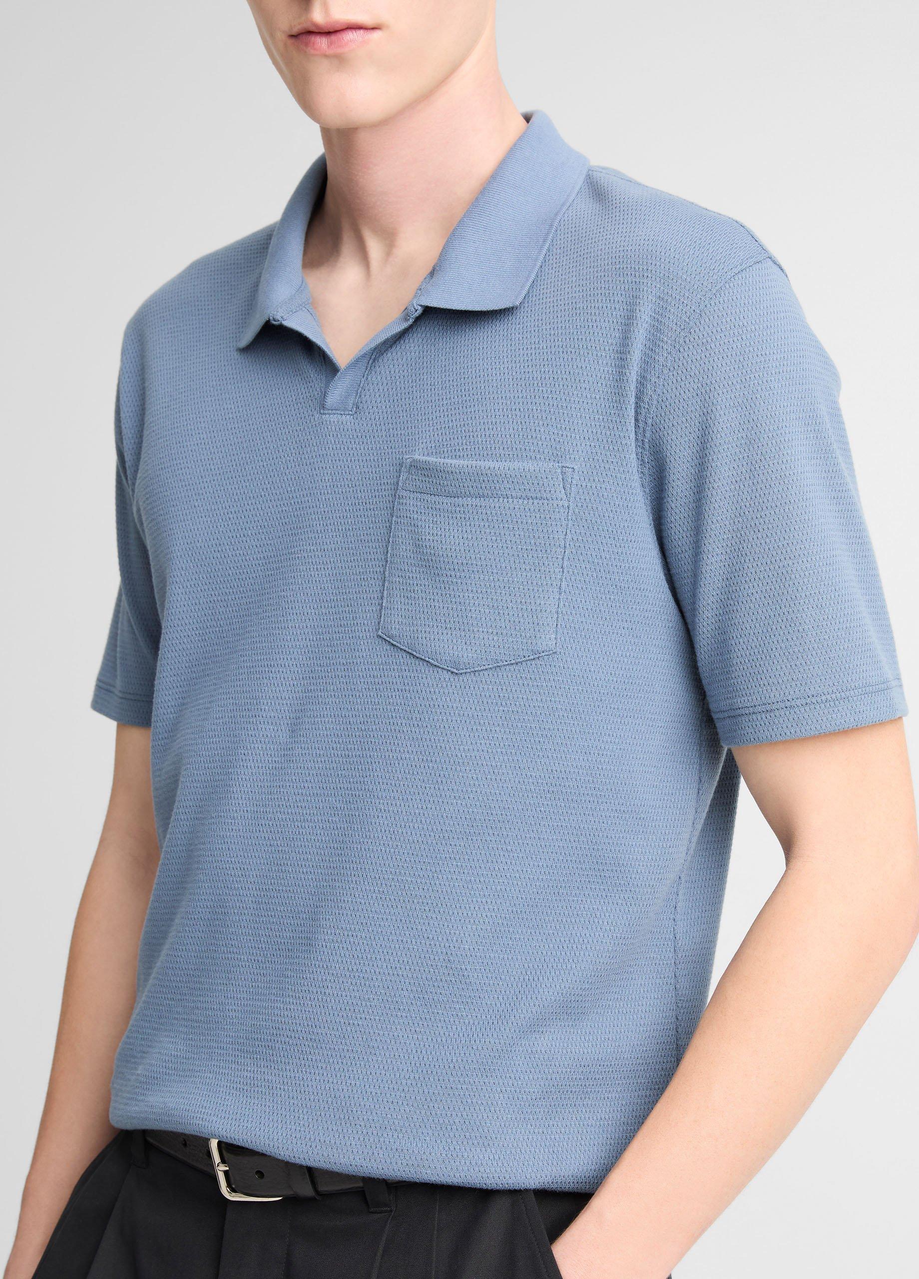 Cotton-Blend Johnny-Collar Polo Shirt image number 1