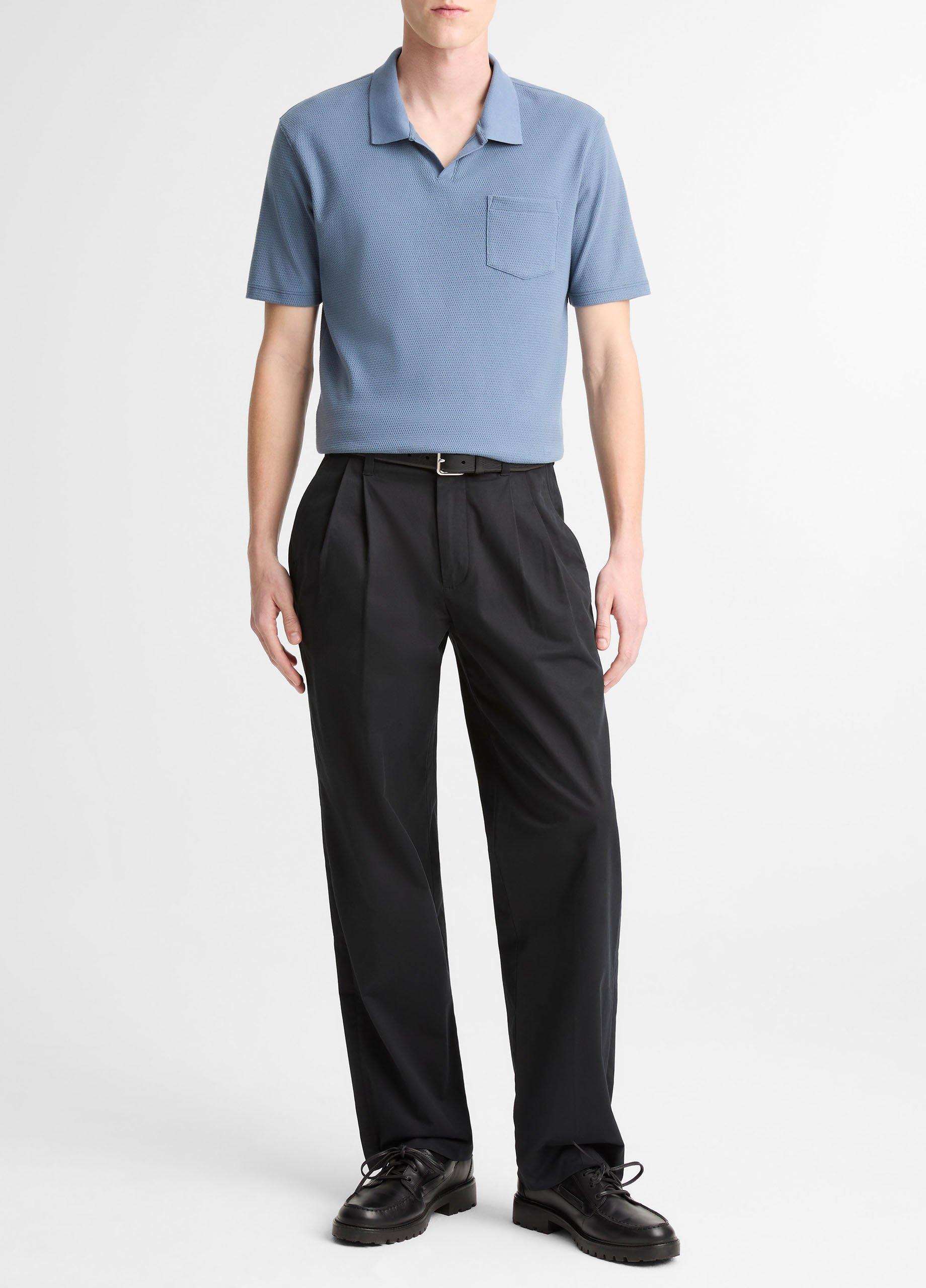 Cotton-Blend Johnny-Collar Polo Shirt image number 3