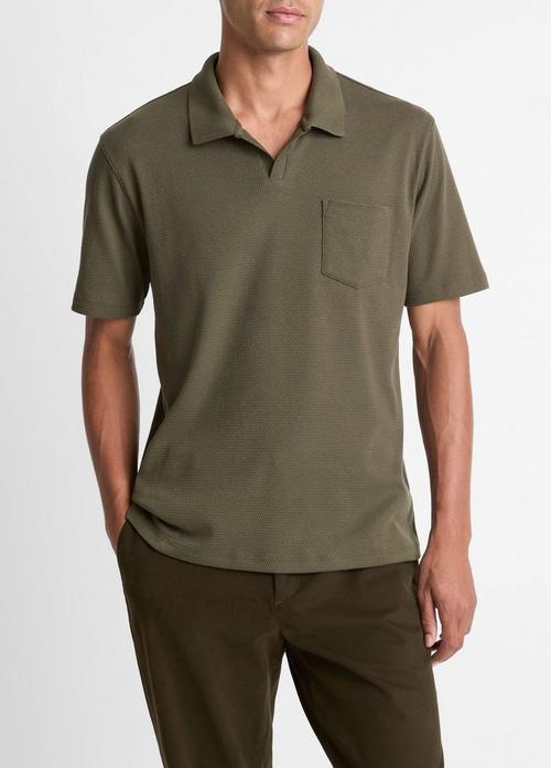 Cotton-Blend Johnny-Collar Polo Shirt