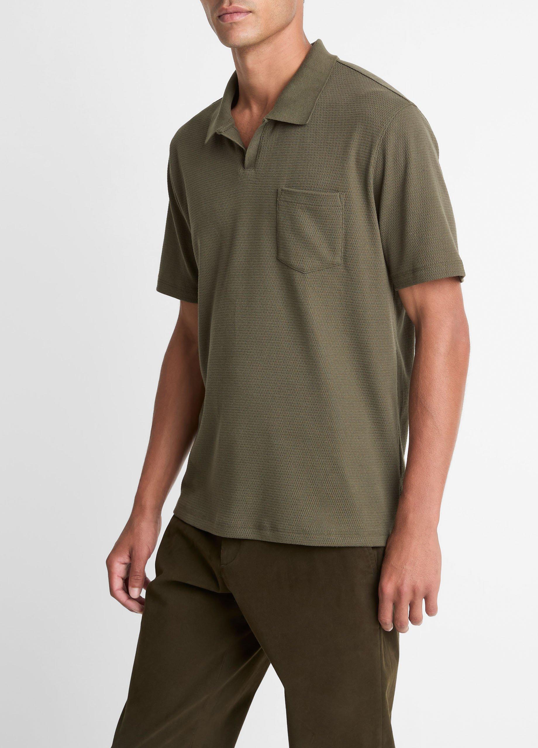 Cotton-Blend Johnny-Collar Polo Shirt image number 1