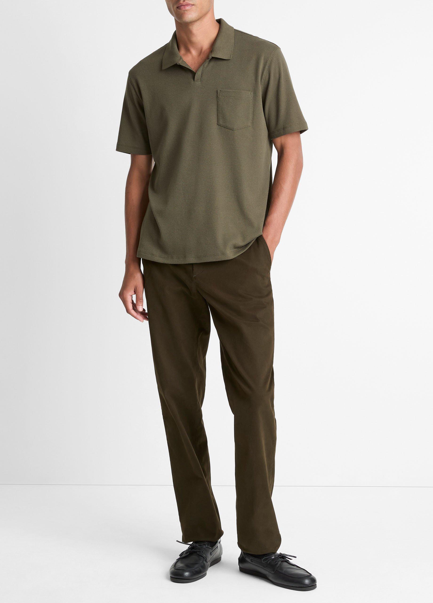 Cotton-Blend Johnny-Collar Polo Shirt image number 3