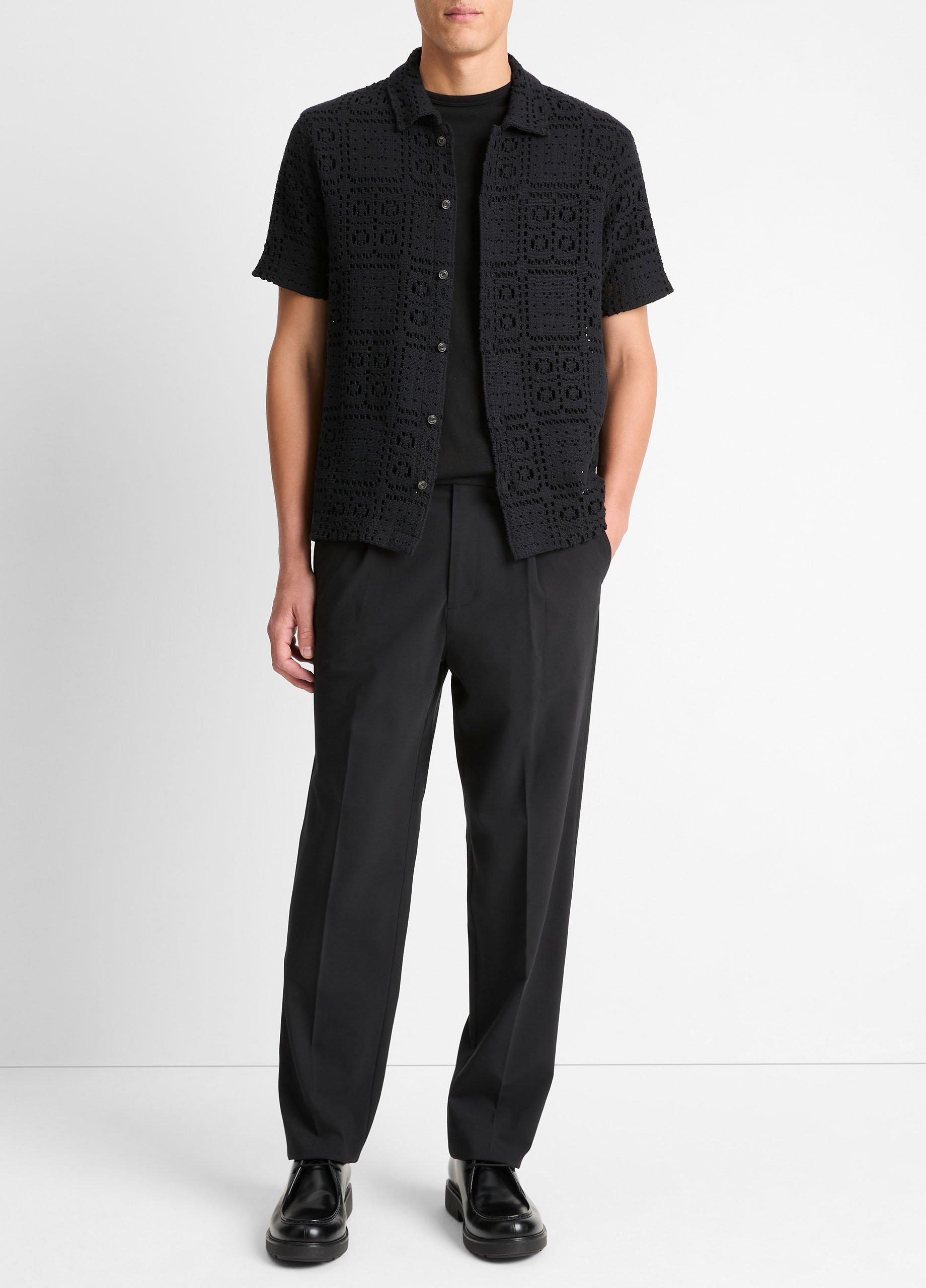 Crochet Italian Cotton-Blend Button-Front Shirt image number 3