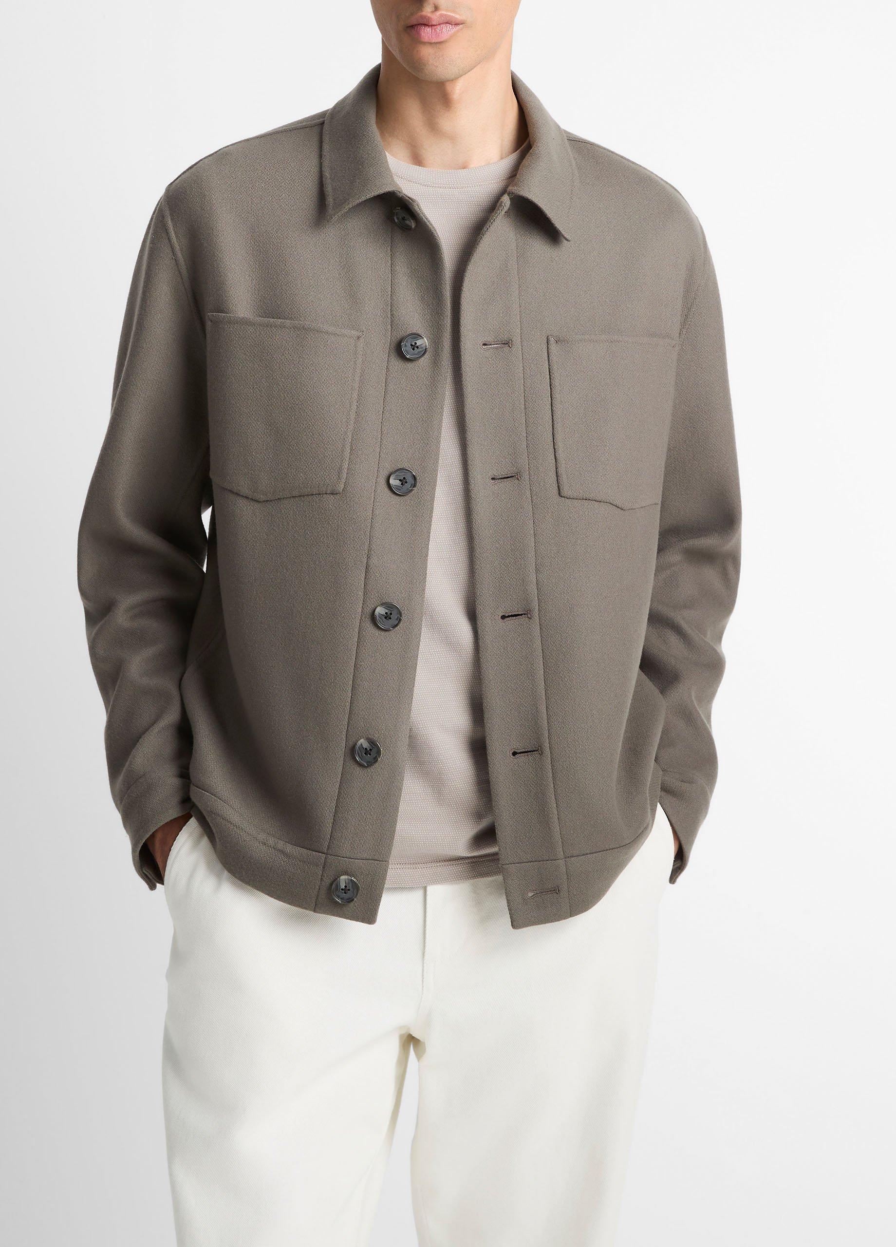 Men's Italian Splittable Wool-Blend Shop Jacket, Smoke, Size L Vince