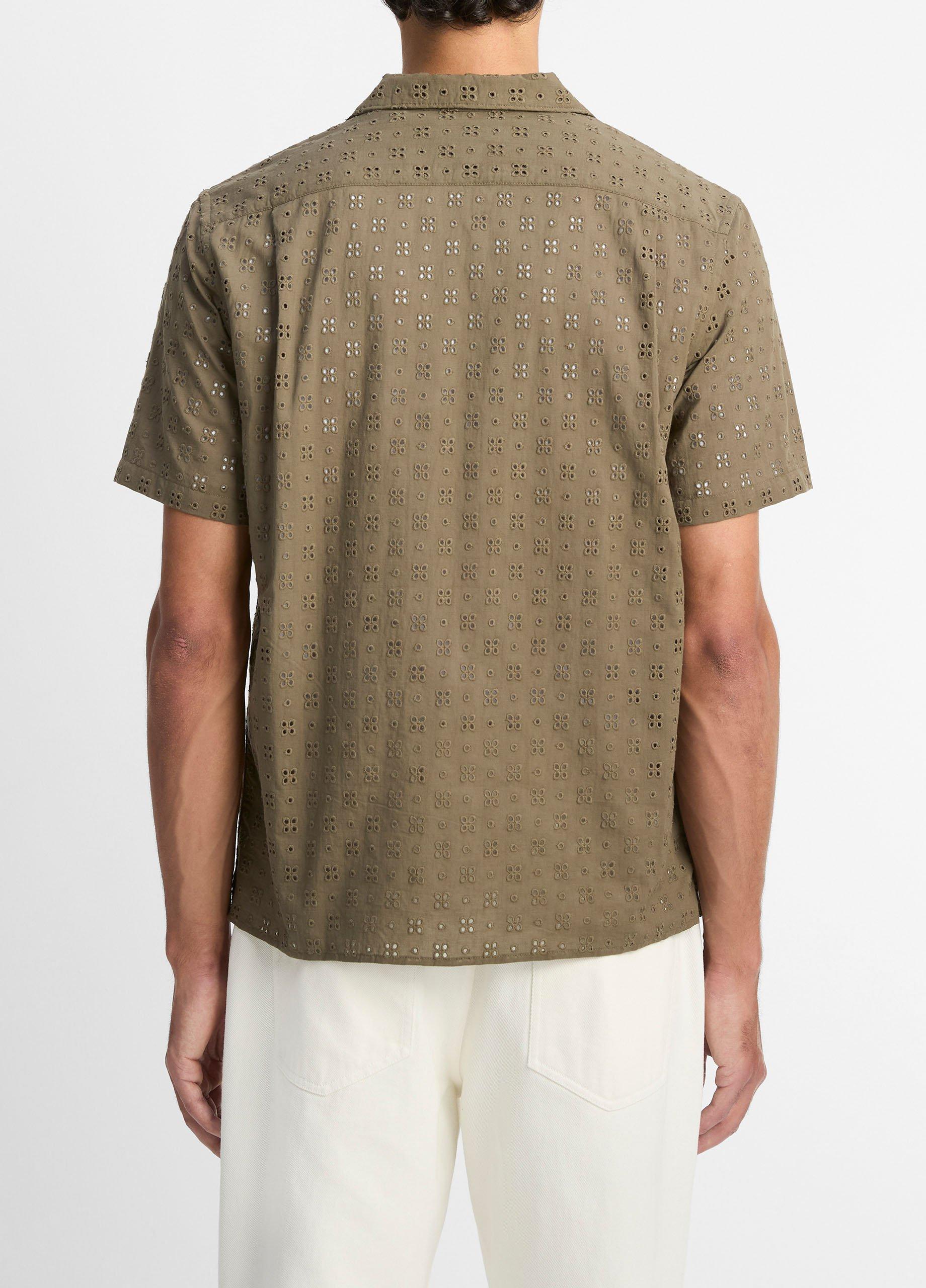 Cotton Eyelet Short-Sleeve Button-Front Shirt image number 2