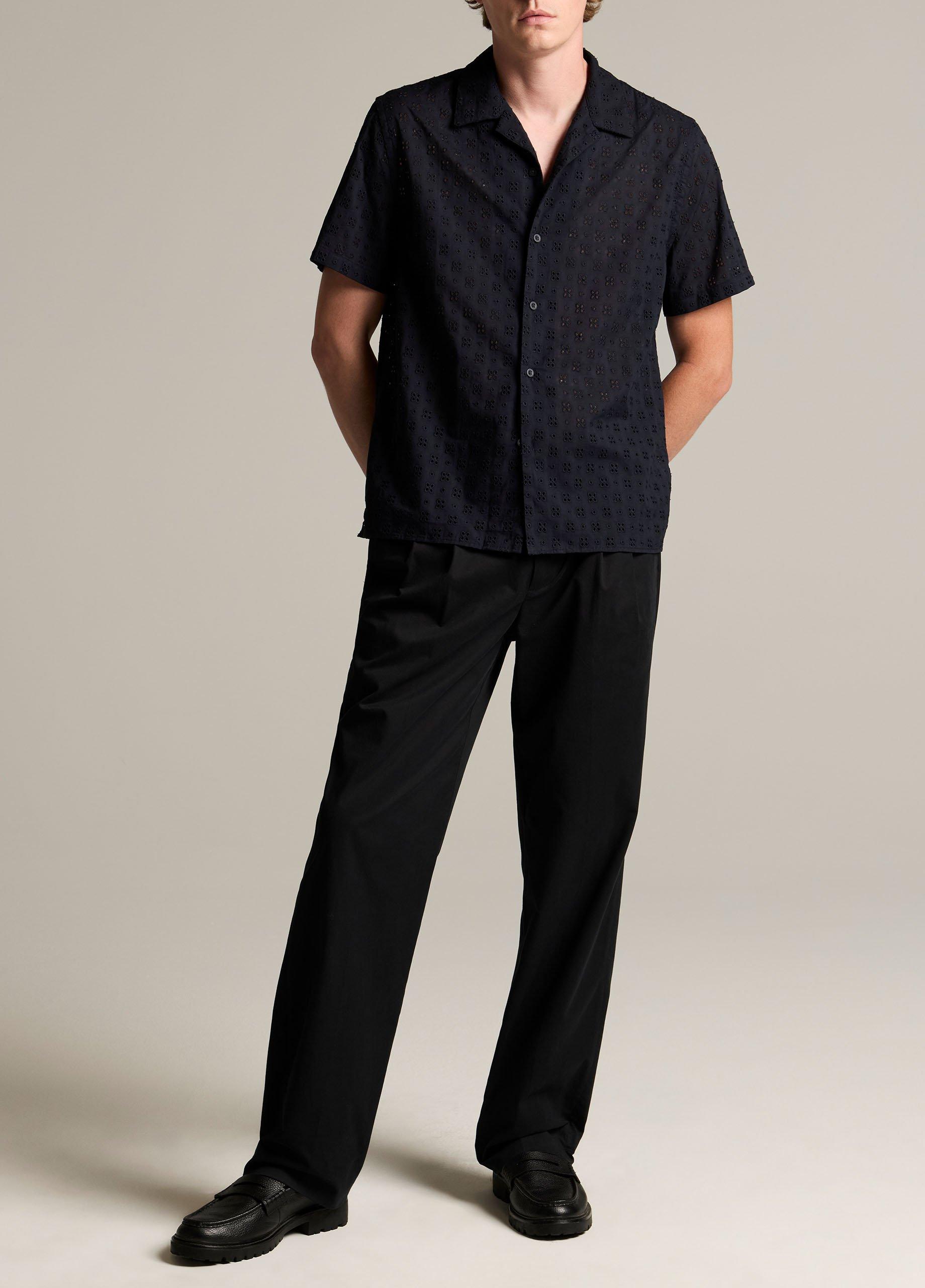 Cotton Eyelet Short-Sleeve Button-Front Shirt image number 3